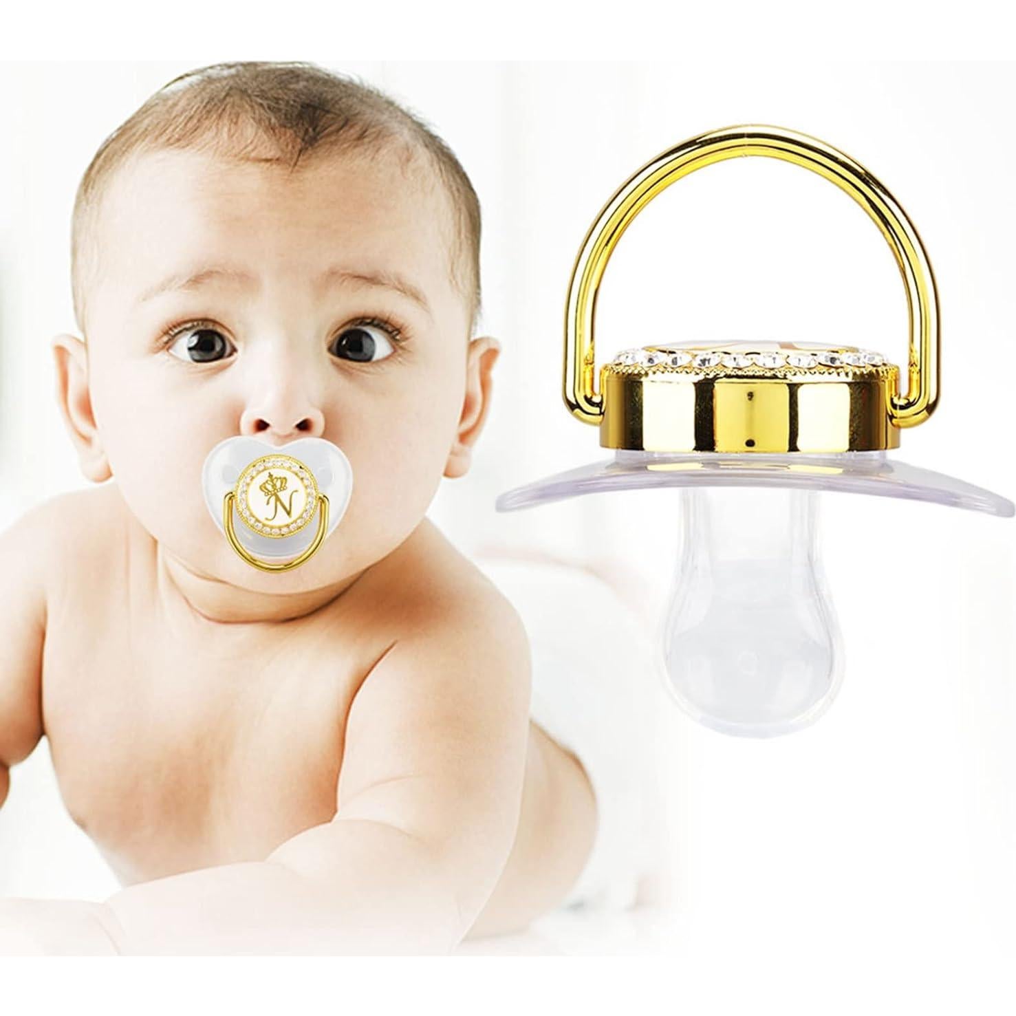 Chupete Curvado Focket para Bebé con Clip y Letras Iniciales