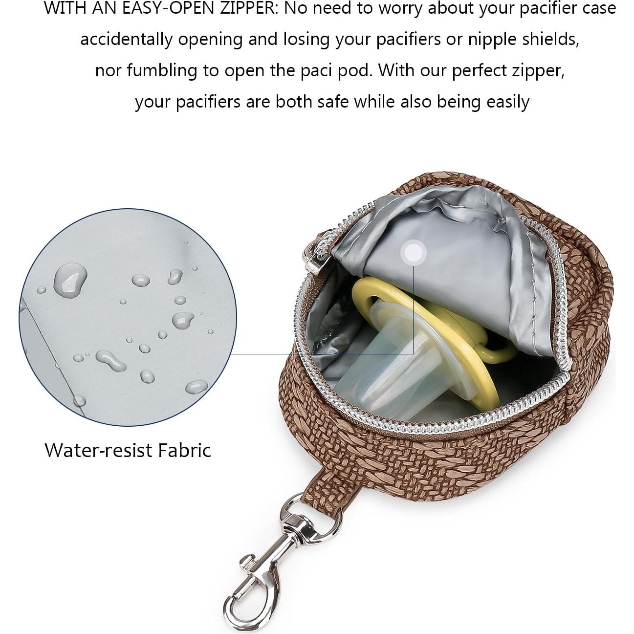 Bolsa para Chupetes MOMIGO - Soporte con Clip Marrón