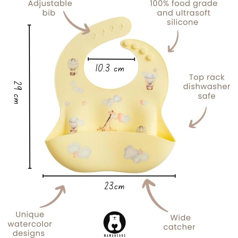 Babero y Tapete de Silicona Mamabear | Ajustable, Impermeable, Libre de BPA