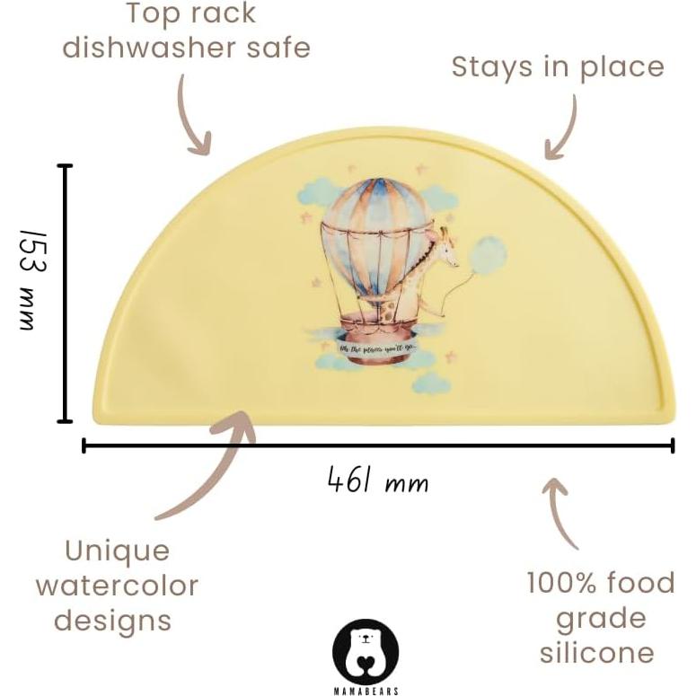 Babero y Tapete de Silicona Mamabear | Ajustable, Impermeable, Libre de BPA