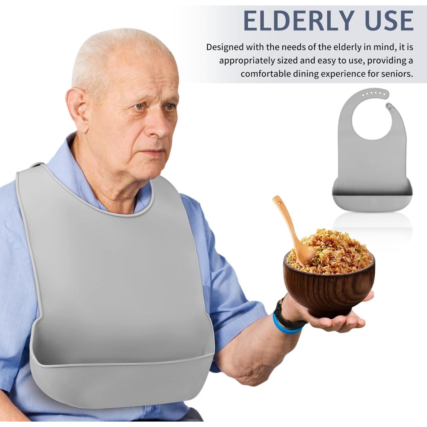 Babero de Silicona para Adultos FOMIYES - Impermeable y Ajustable 42x28cm