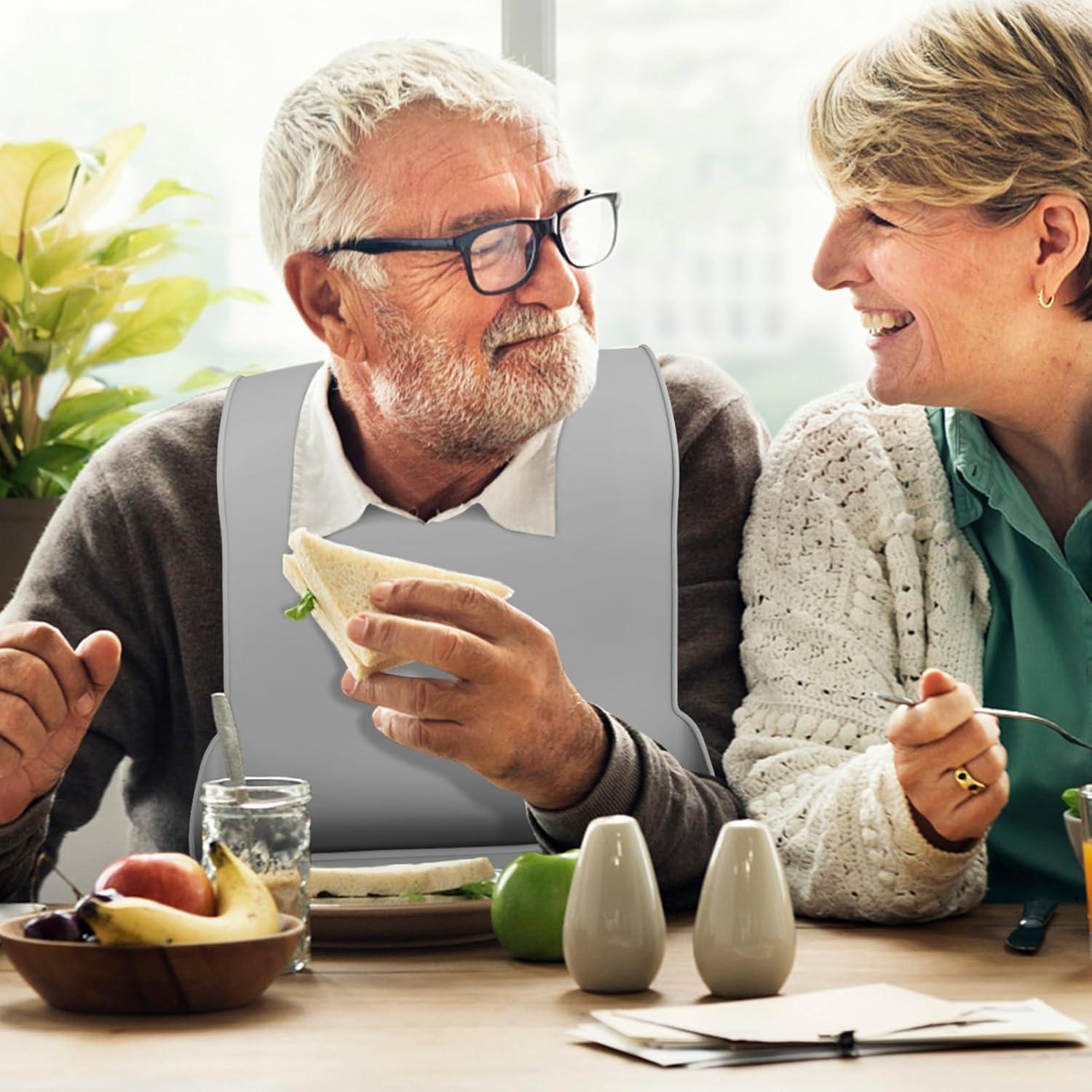 Babero de Silicona para Adultos FOMIYES - Impermeable y Ajustable 42x28cm