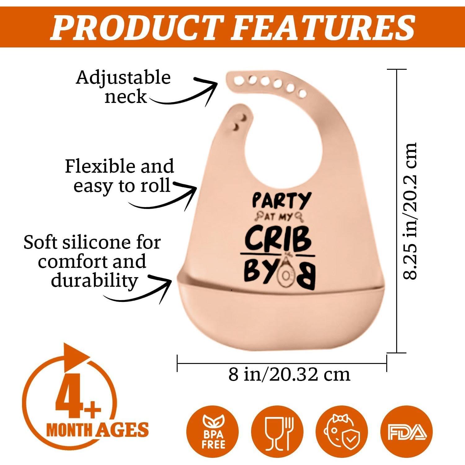 Babero de Silicona para Bebé Unisex BYOB Libre de BPA Beige