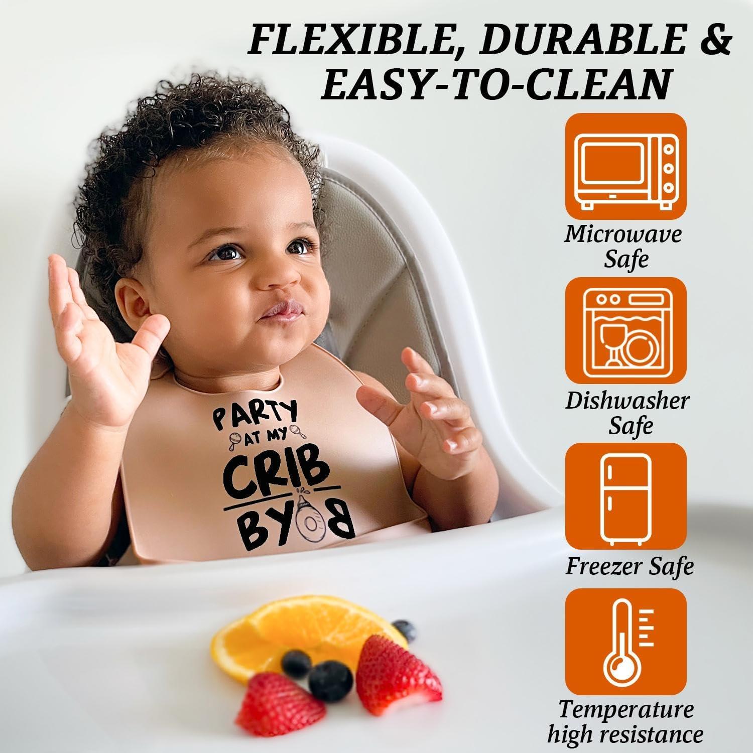 Babero de Silicona para Bebé Unisex BYOB Libre de BPA Beige