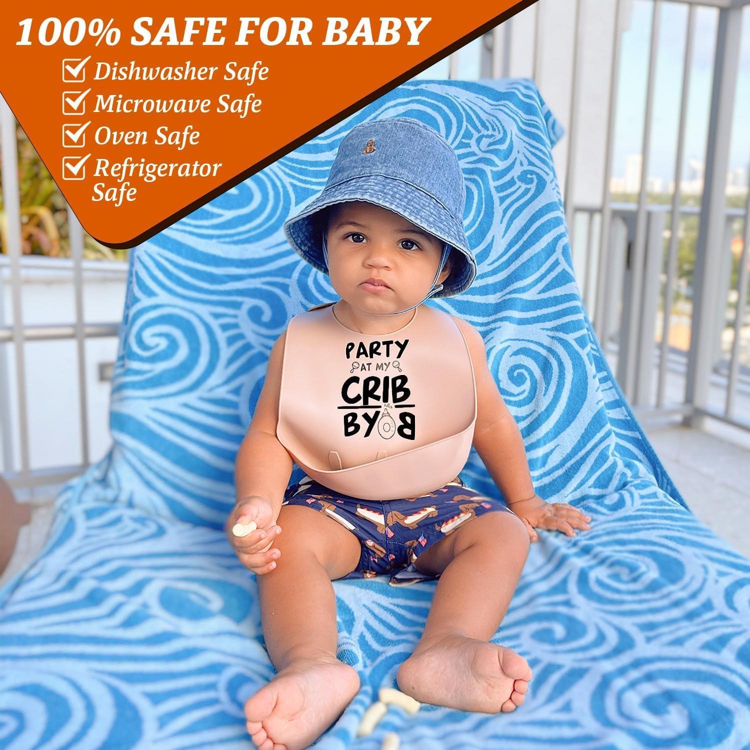 Babero de Silicona para Bebé Unisex BYOB Libre de BPA Beige