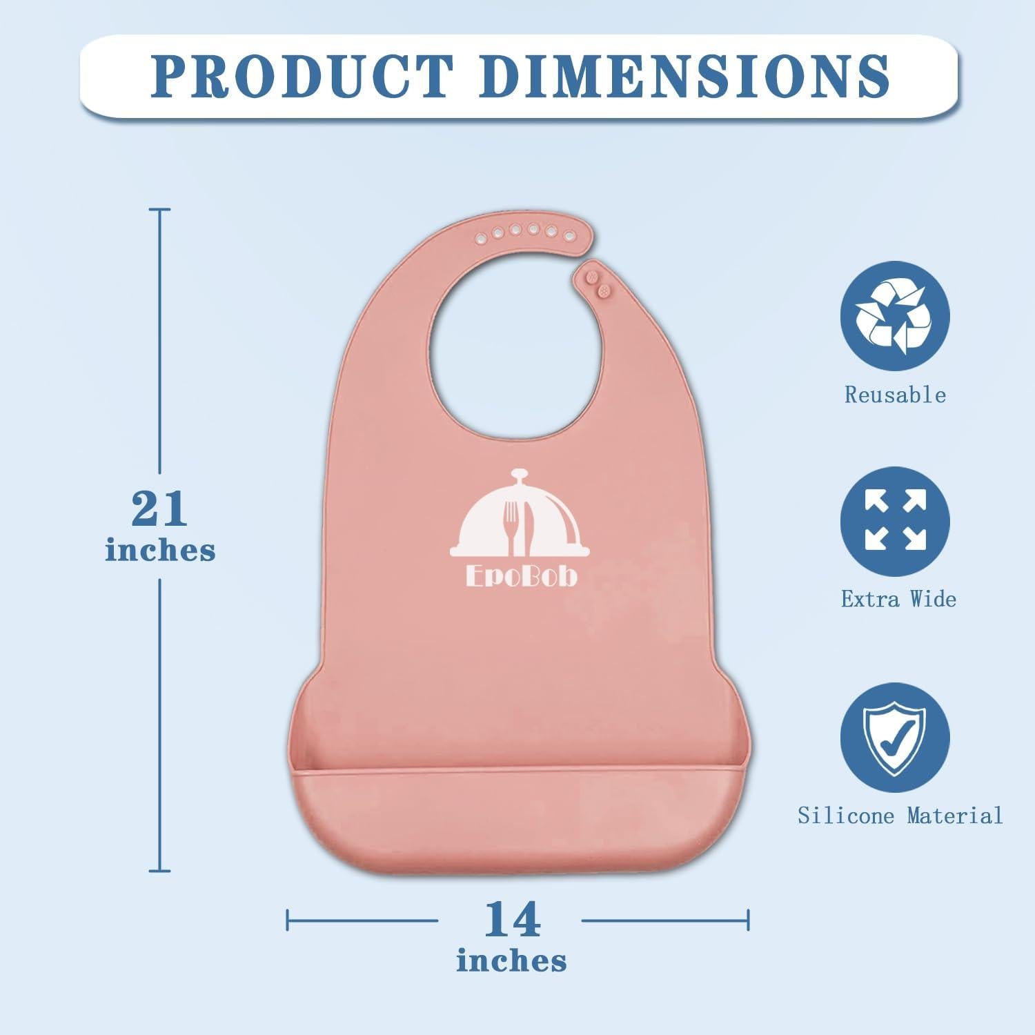 Bibs de Silicona Ajustables para Adultos Rosa - Lavables y Reutilizables