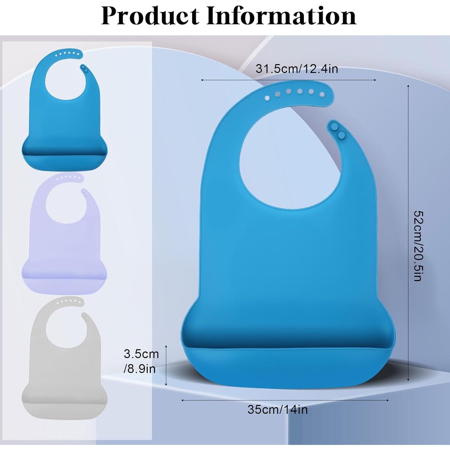 Paquete de 3 Baberos de Silicona para Adultos - Lavables y Ajustables