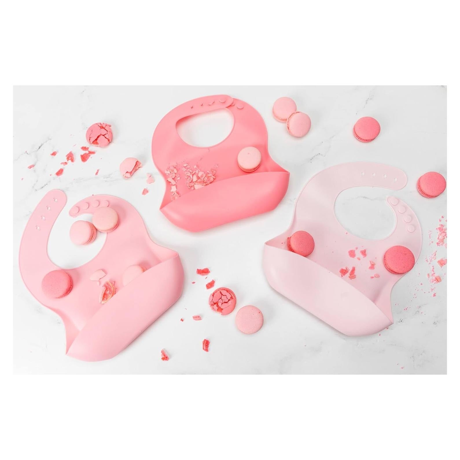 Baberos de Silicona Daisy Frills Set de 3 Rosa Suave