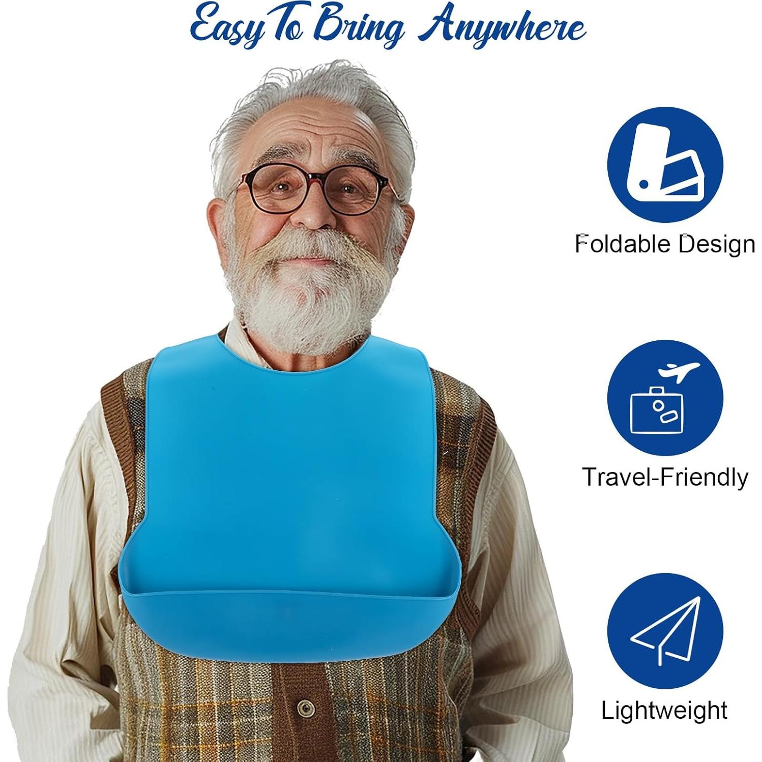 Baberos grandes de silicona para adultos MAQUITA - 2 piezas