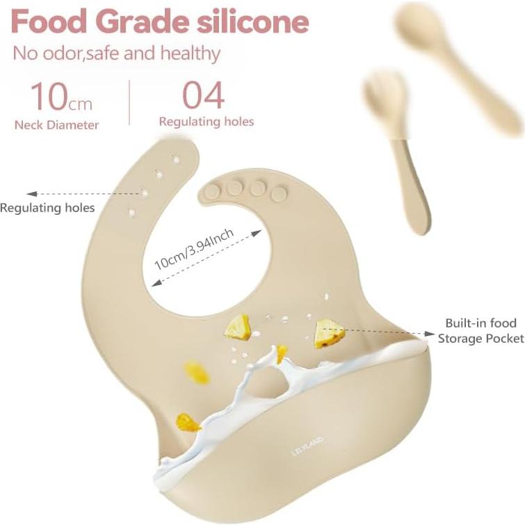 Set de Baberos de Silicona para Bebés con Utensilios - Xiamen Yangda