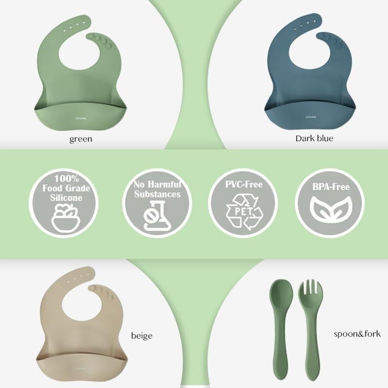 Set de Baberos de Silicona para Bebés con Utensilios - Xiamen Yangda