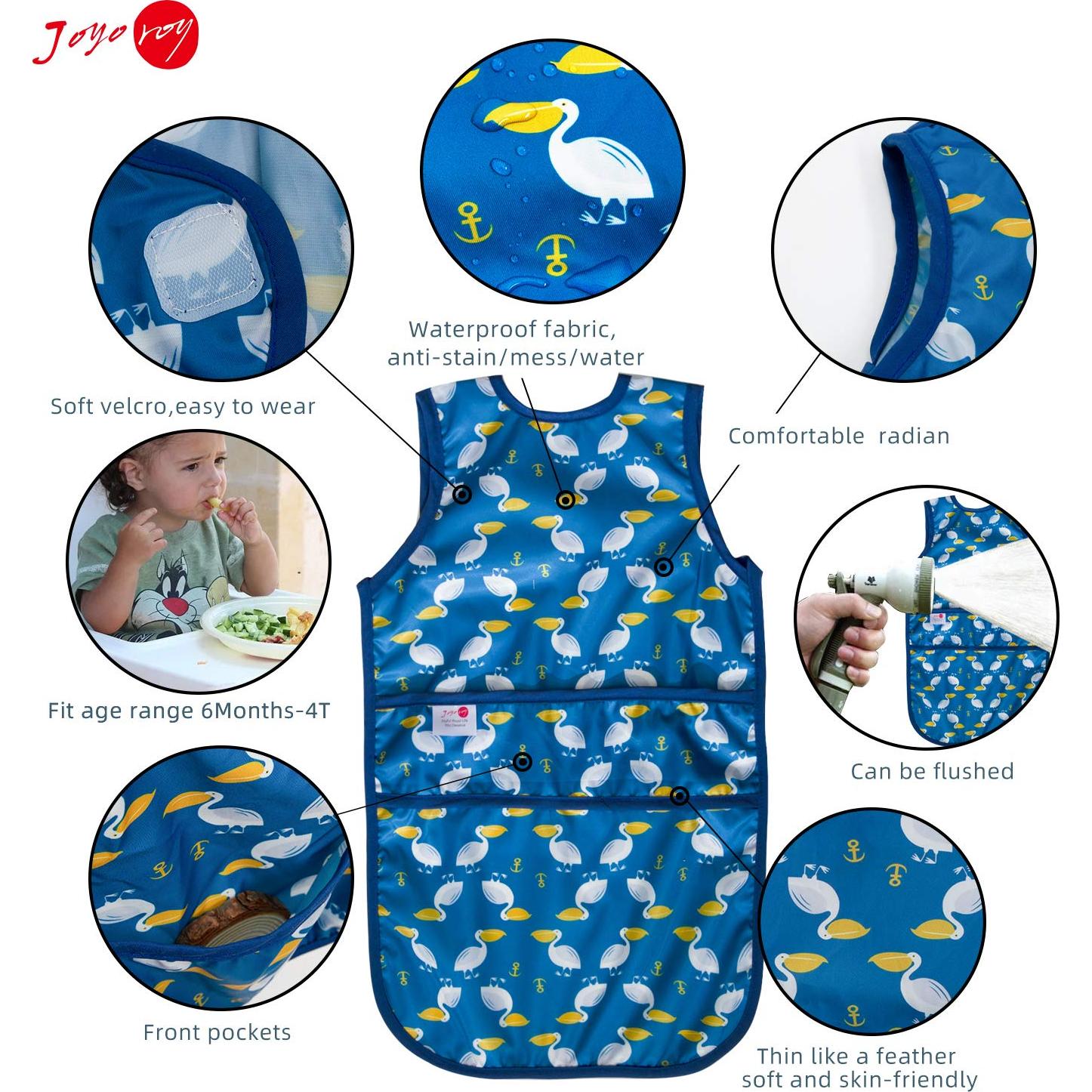 Baberos Impermeables Joyo Roy para Niños 2-4 Años - Lavables