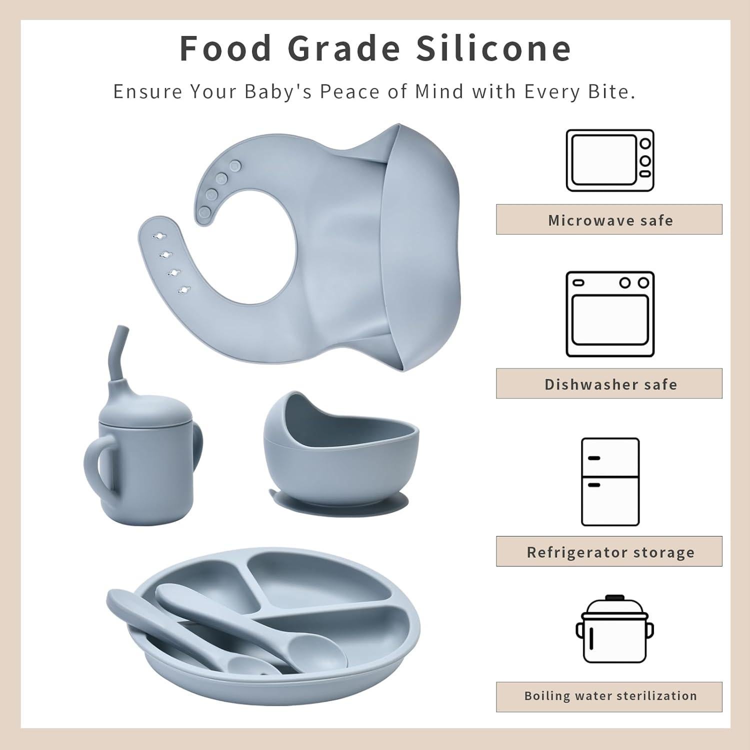 Juego de Alimentación Silicona Bebés Orghcyi 6 Piezas BPA Libre