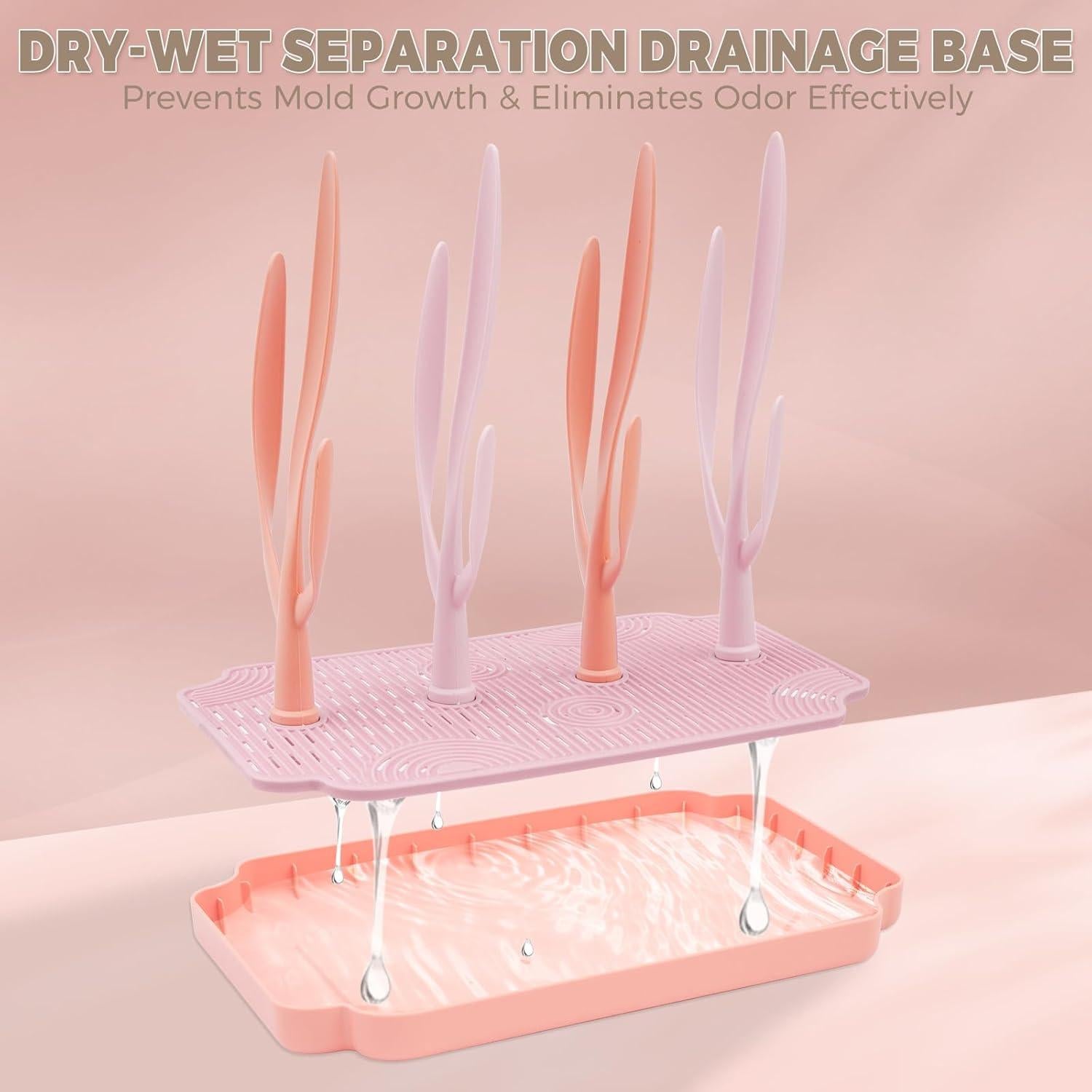 Organizador para Secar Biberones AMZCOM Morado/Rosa 30x18.5x27cm