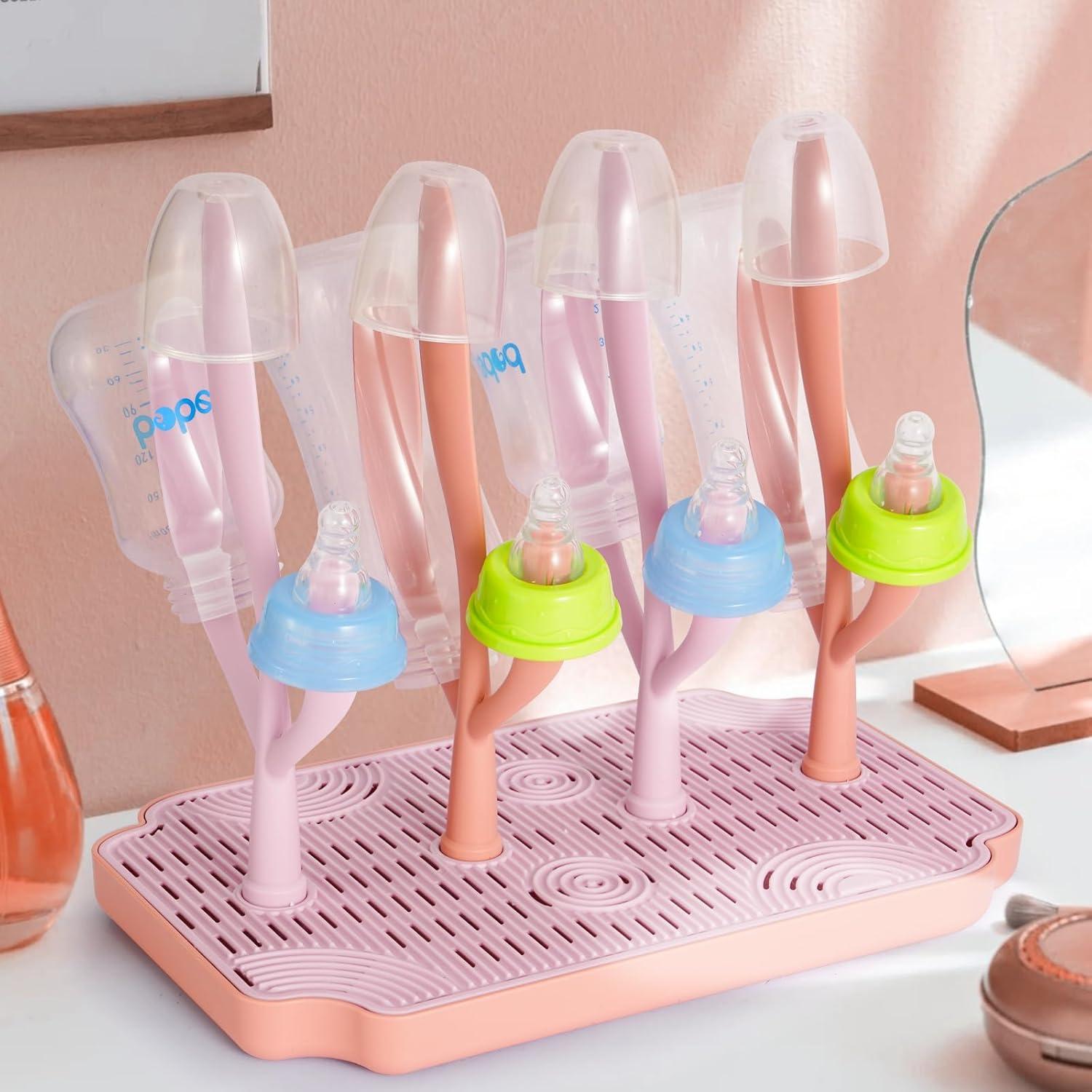 Organizador para Secar Biberones AMZCOM Morado/Rosa 30x18.5x27cm
