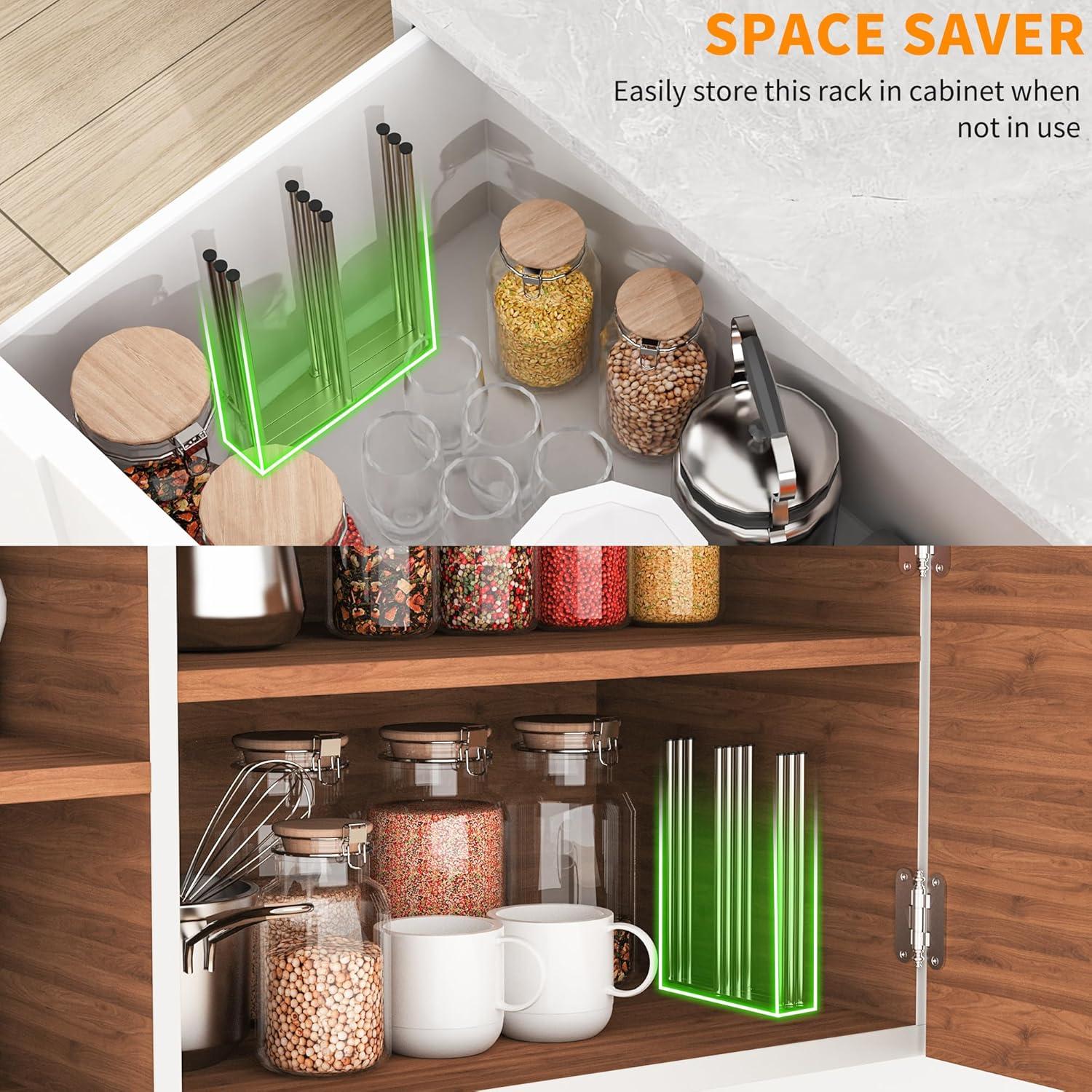 Estante de Secado de Botellas Plegable PLUVON Acero Inoxidable