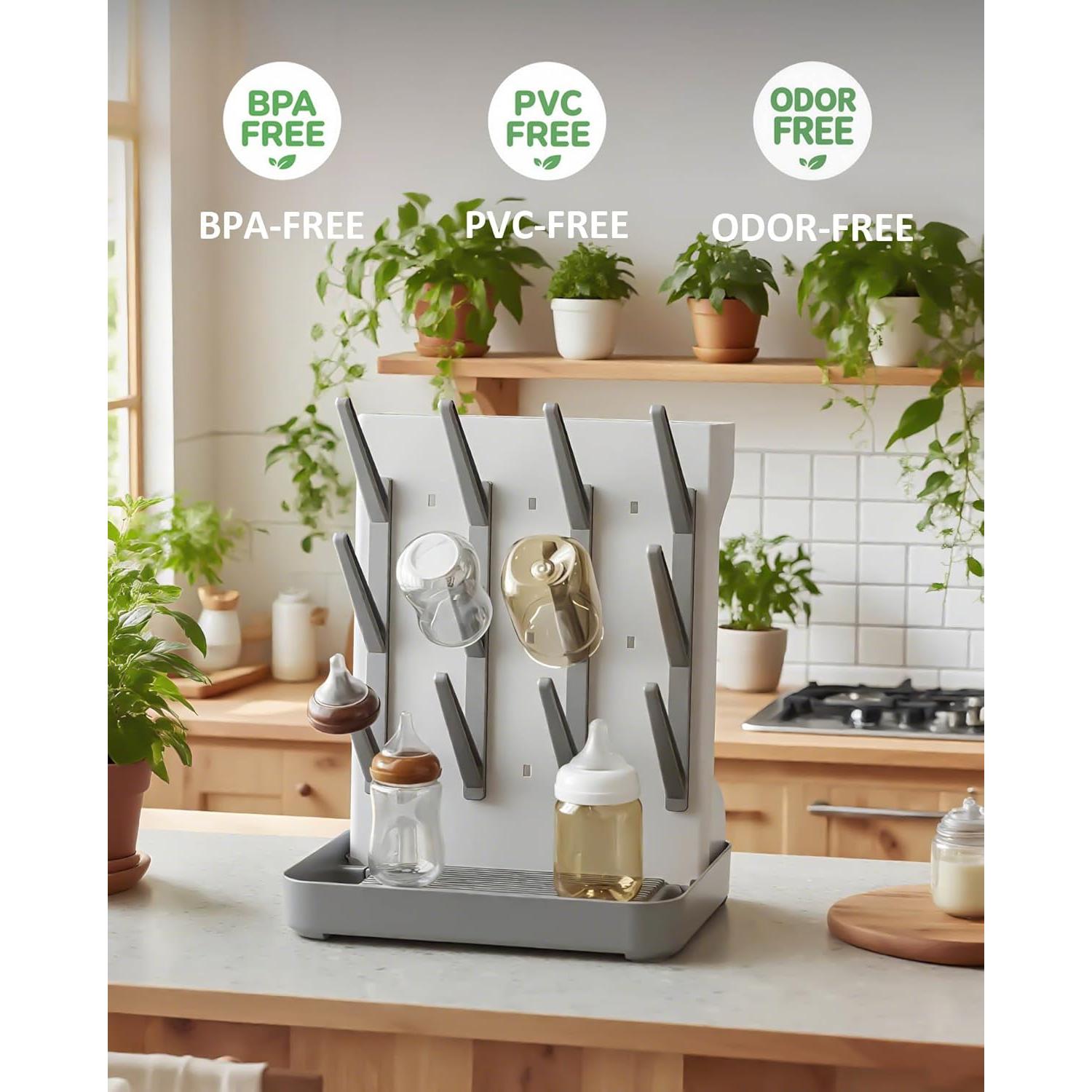 Soporte para Secado de Biberones Ariseno Gris - Organizador Antideslizante