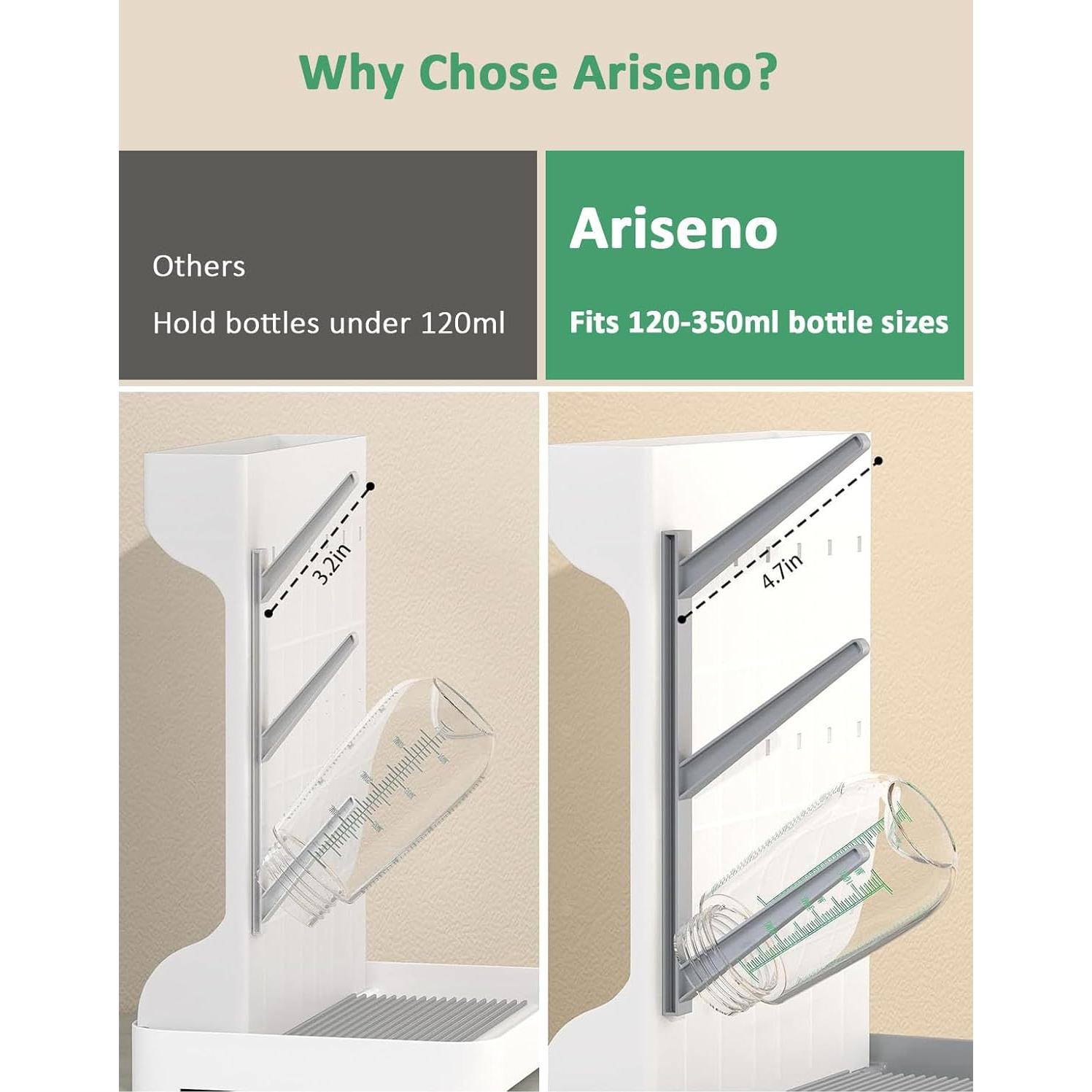 Soporte para Secado de Biberones Ariseno Gris - Organizador Antideslizante