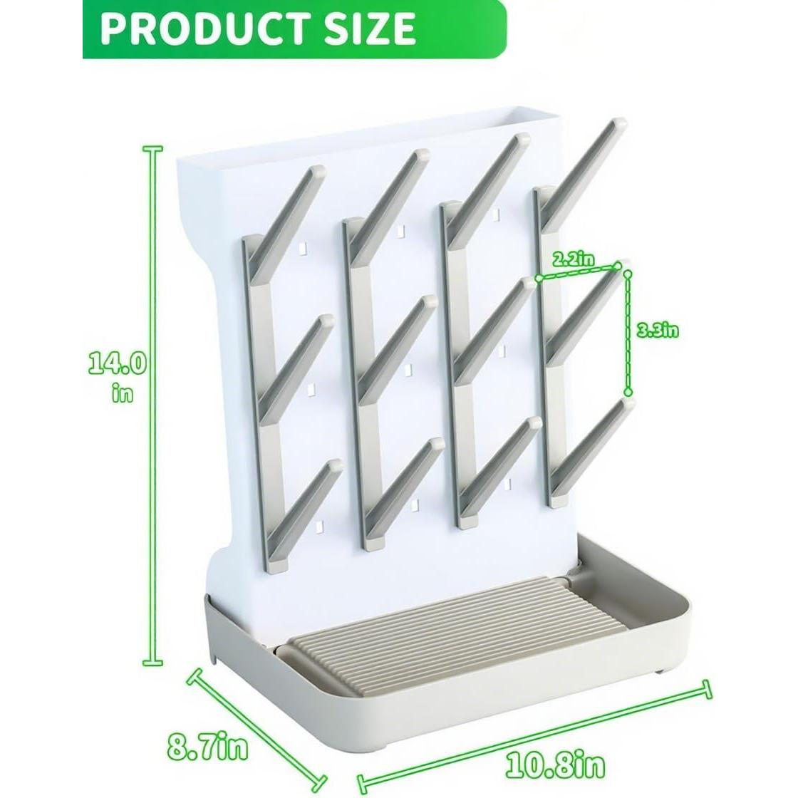 Soporte para Secado de Biberones Ariseno Gris - Organizador Antideslizante