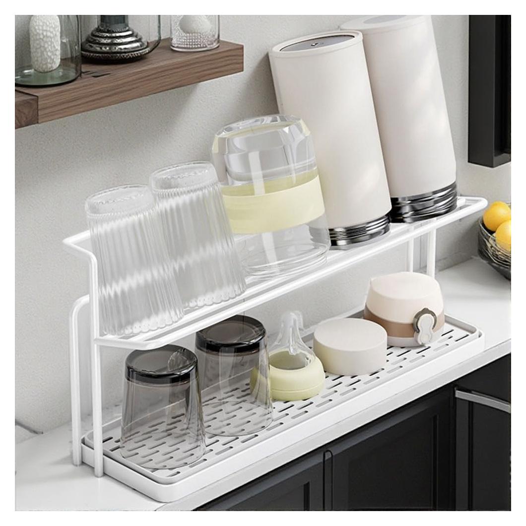 Soporte para Secar Botellas de Agua Earssa 2 Niveles Blanco