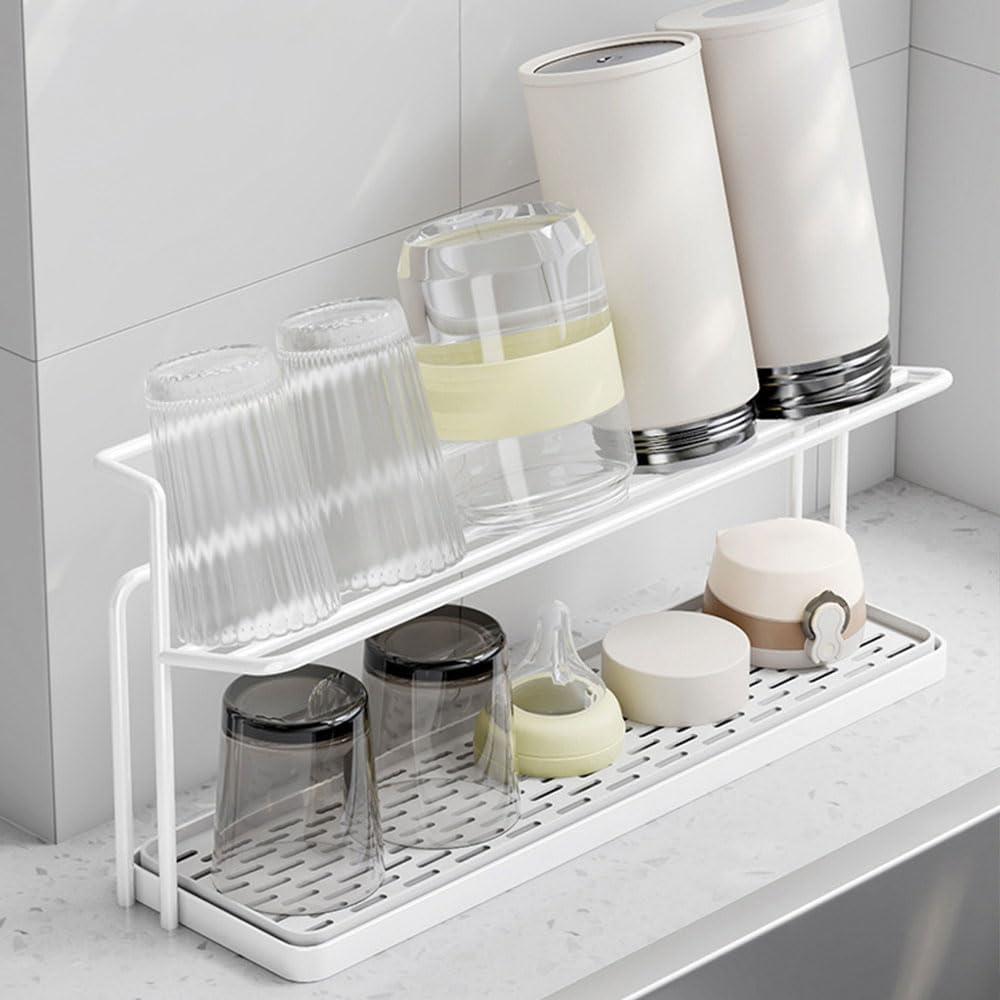 Soporte para Secar Botellas de Agua Earssa 2 Niveles Blanco