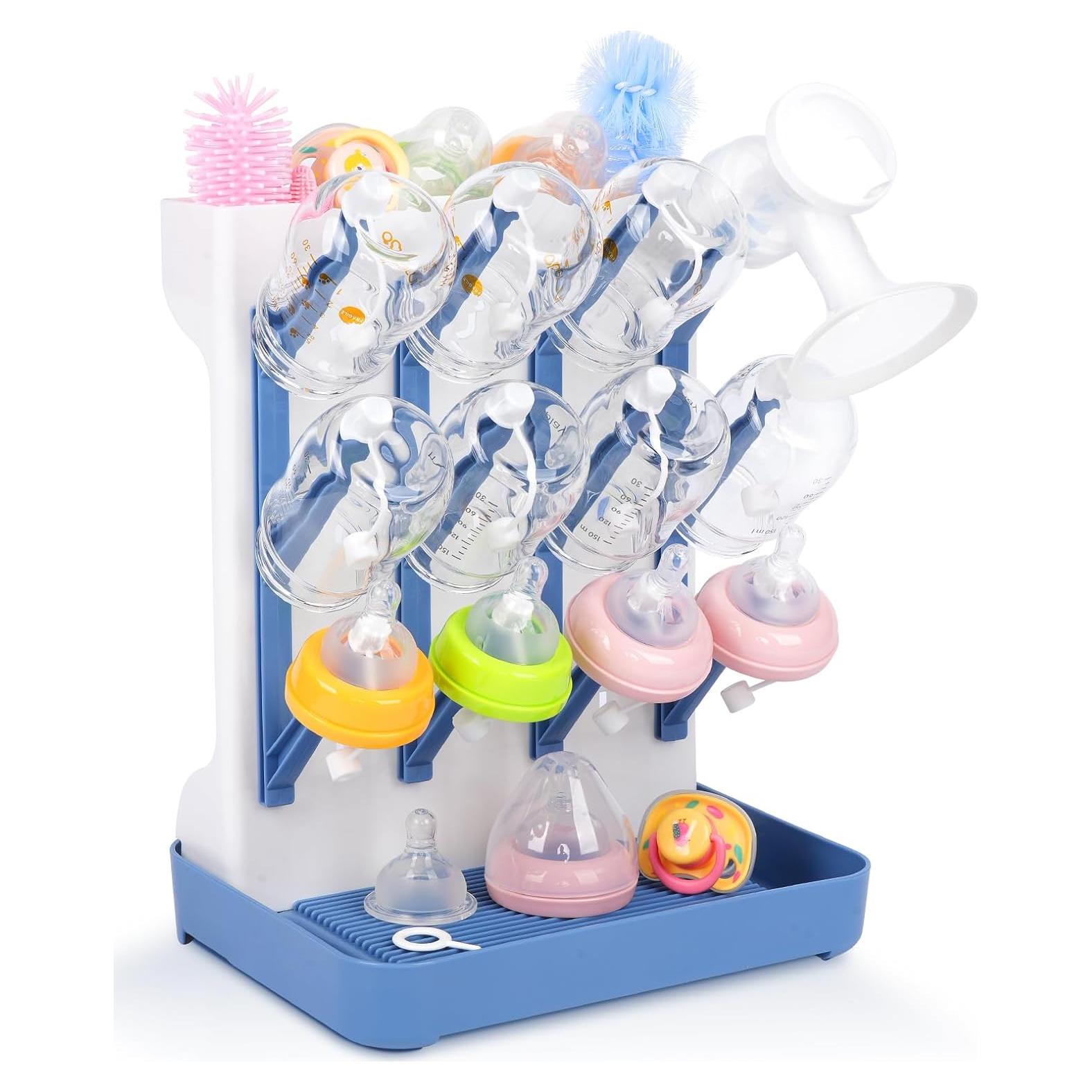 Soporte de Secado de Biberones Nollapo Azul - Ahorra Espacio