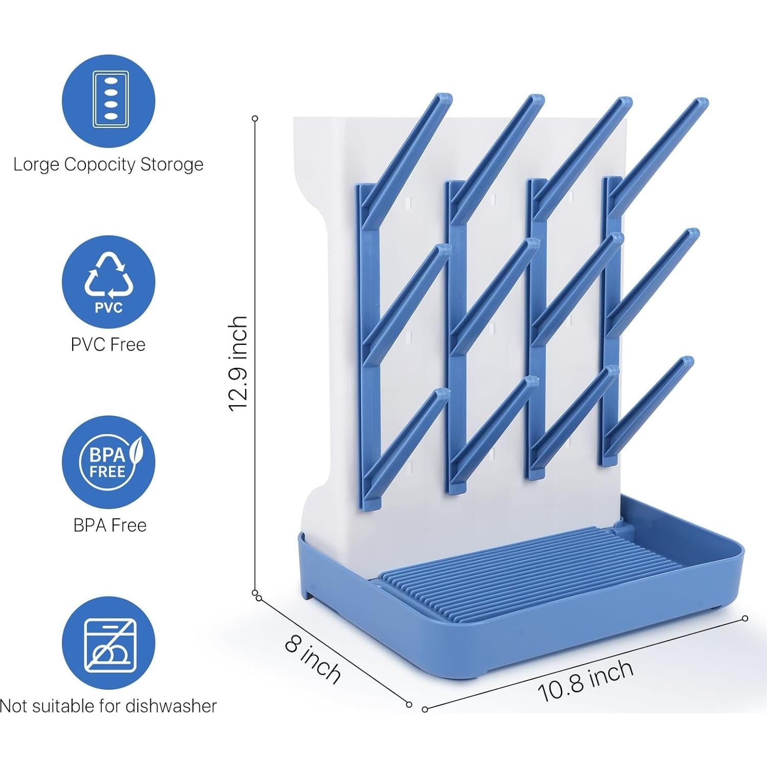 Soporte de Secado de Biberones Nollapo Azul - Ahorra Espacio