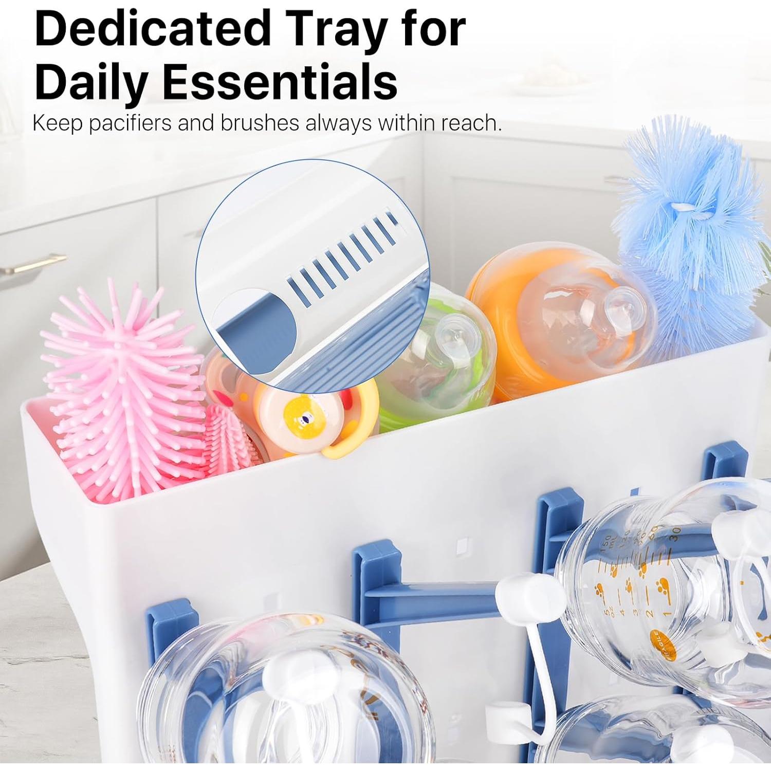 Soporte de Secado de Biberones Nollapo Azul - Ahorra Espacio