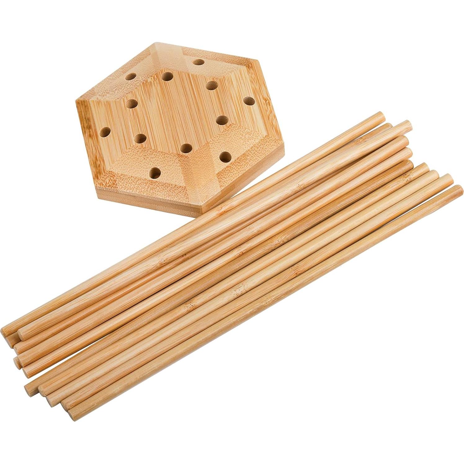 Soporte de Secado de Bambú Elsjoy para Botellas y Bolsas - 2 Piezas