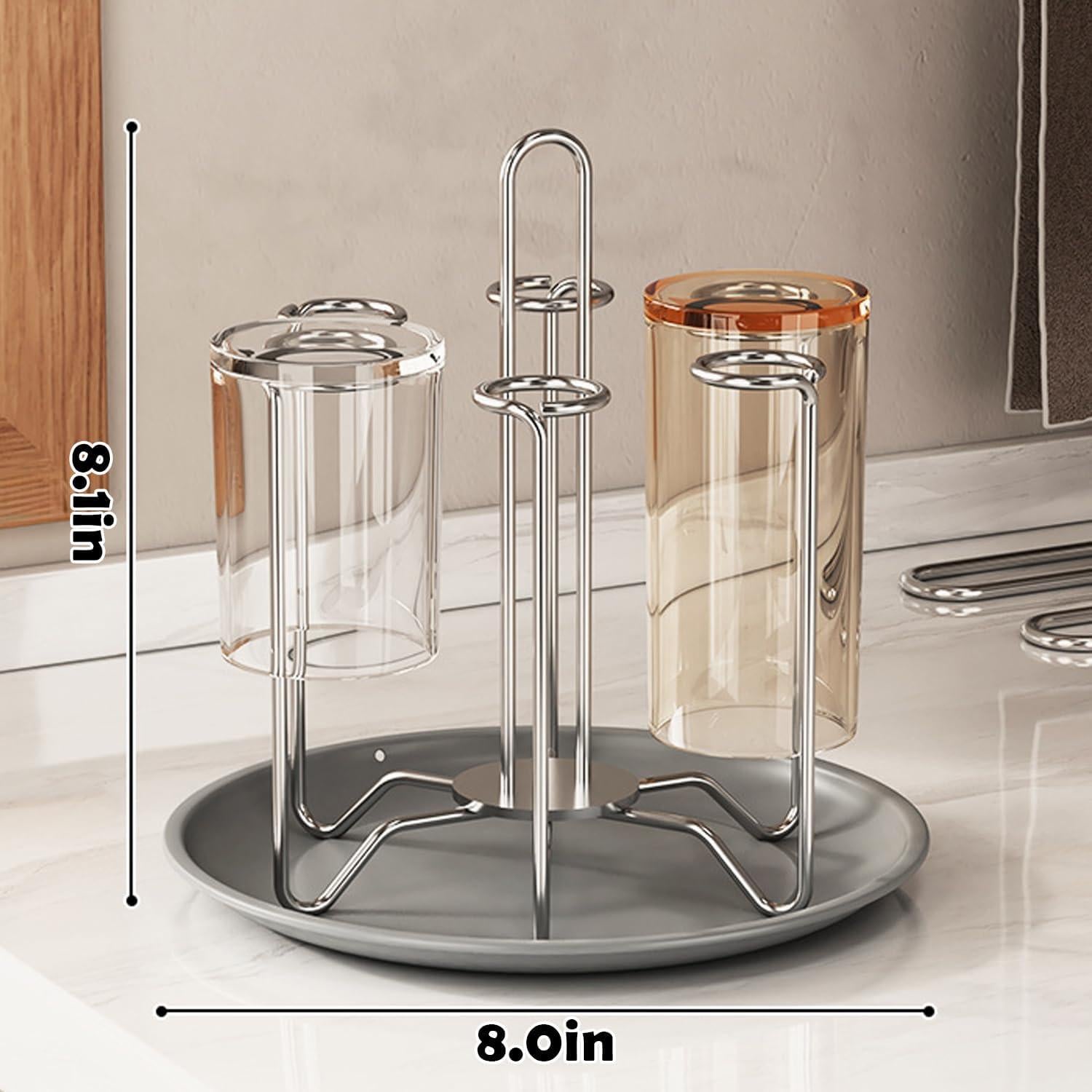 Soporte para Secar Tazas Chemlliy Acero Inoxidable 6 Tazas