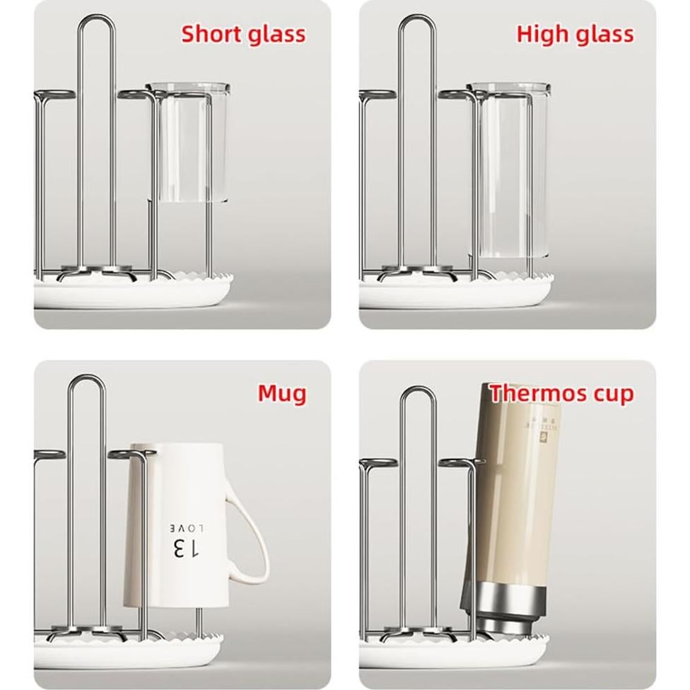 Soporte para Secar Tazas Chemlliy Acero Inoxidable 6 Tazas