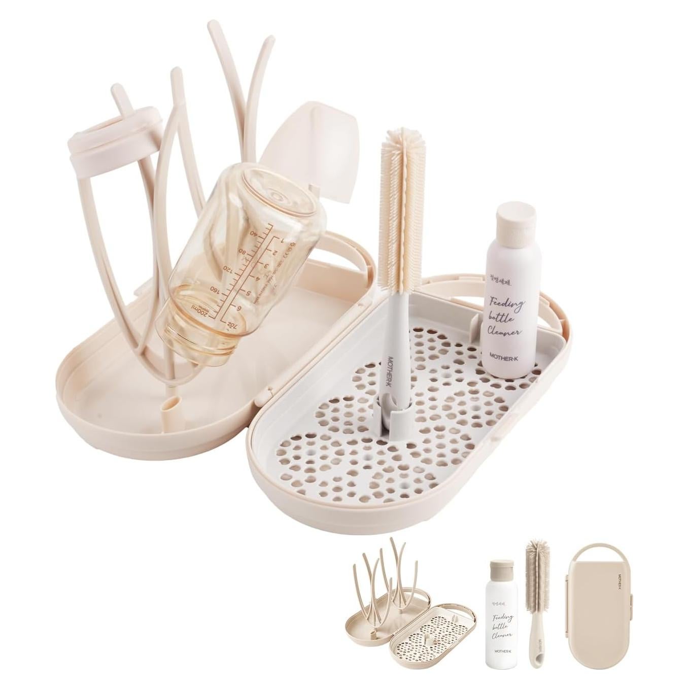 Juego de Estante Secador de Biberones MOTHER-K con Cepillo
