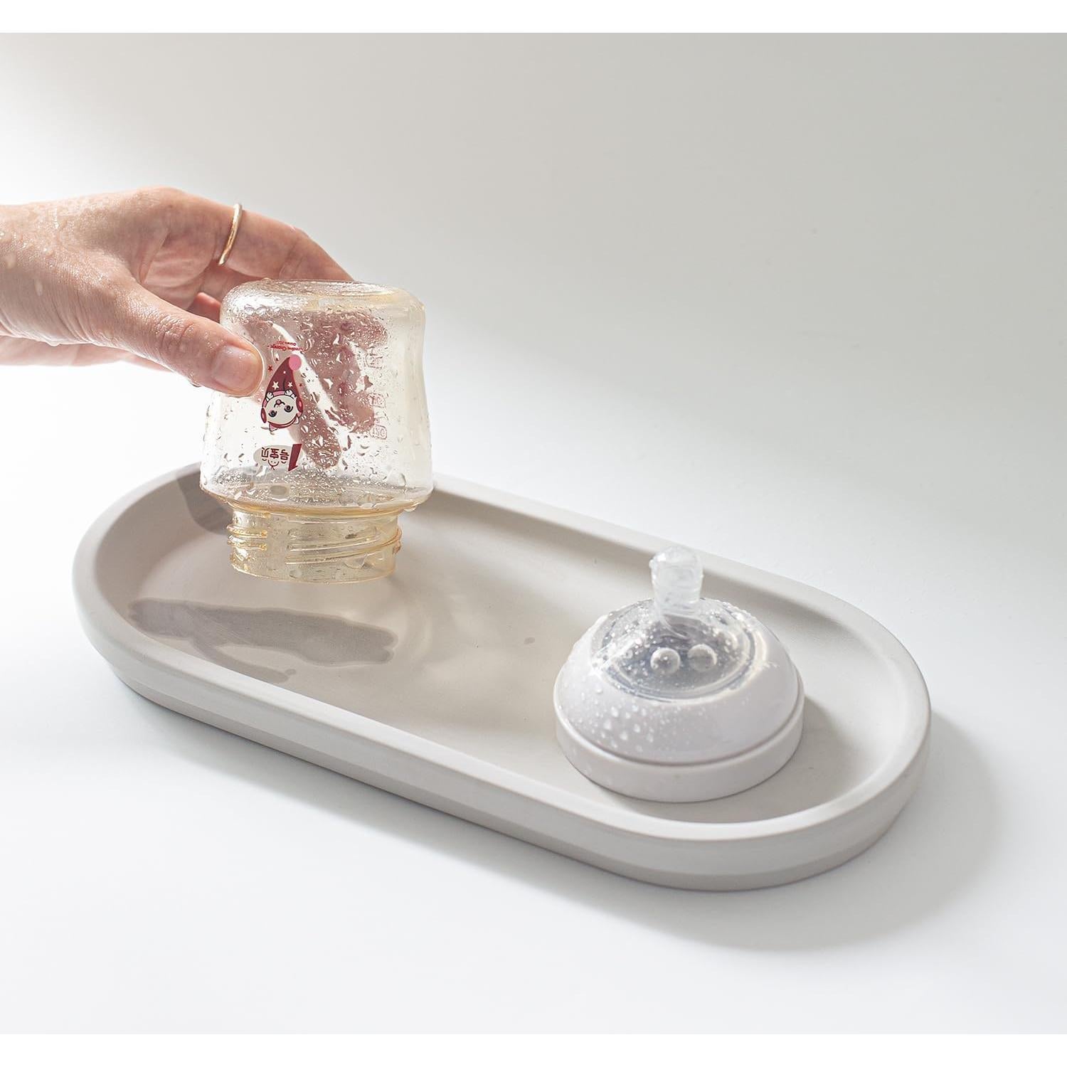 Bandeja de Piedra Selegna - Secado Rápido, Multiusos, Gris Claro