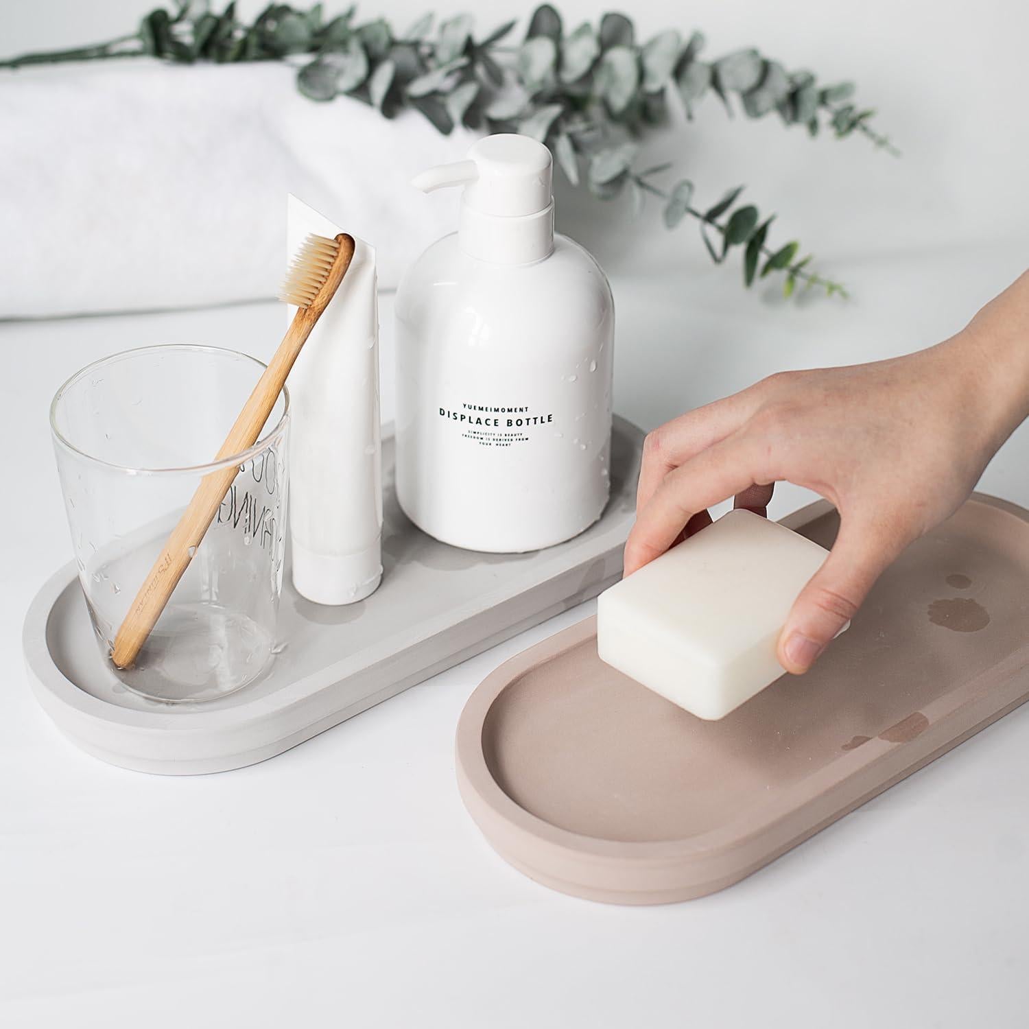 Bandeja de Piedra Selegna - Secado Rápido, Multiusos, Gris Claro