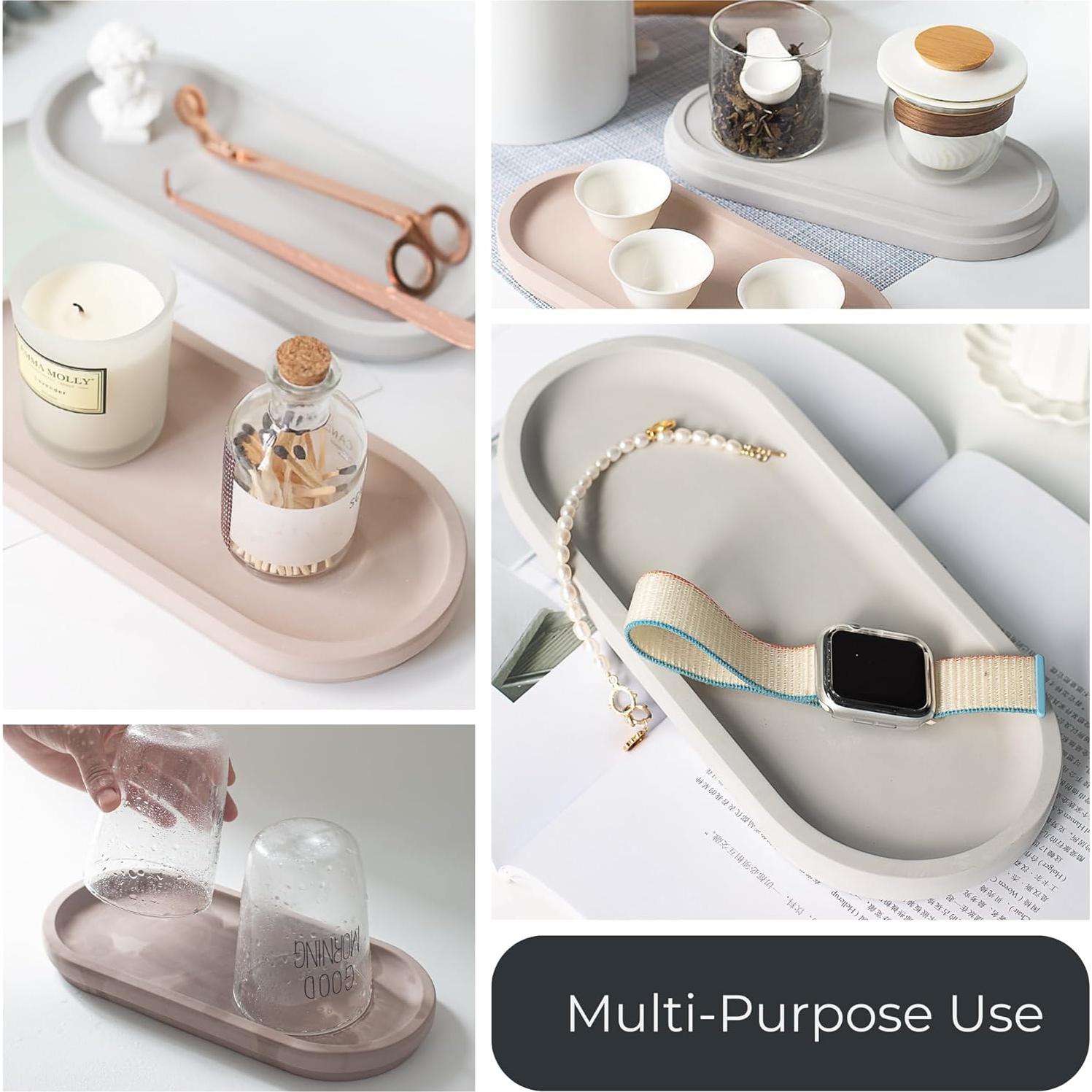 Bandeja de Piedra Selegna - Secado Rápido, Multiusos, Gris Claro