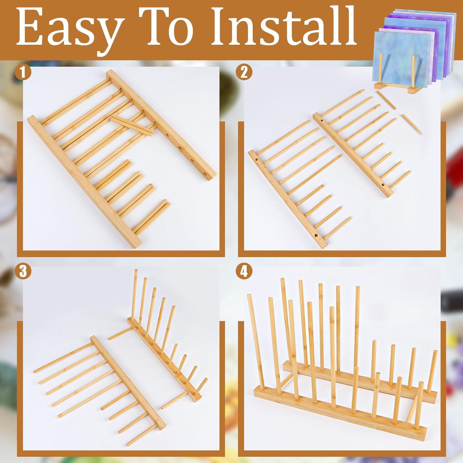 Organizador de Vidrio Templado Youdaju 3 Paquetes Bambú 31x13x10.5cm