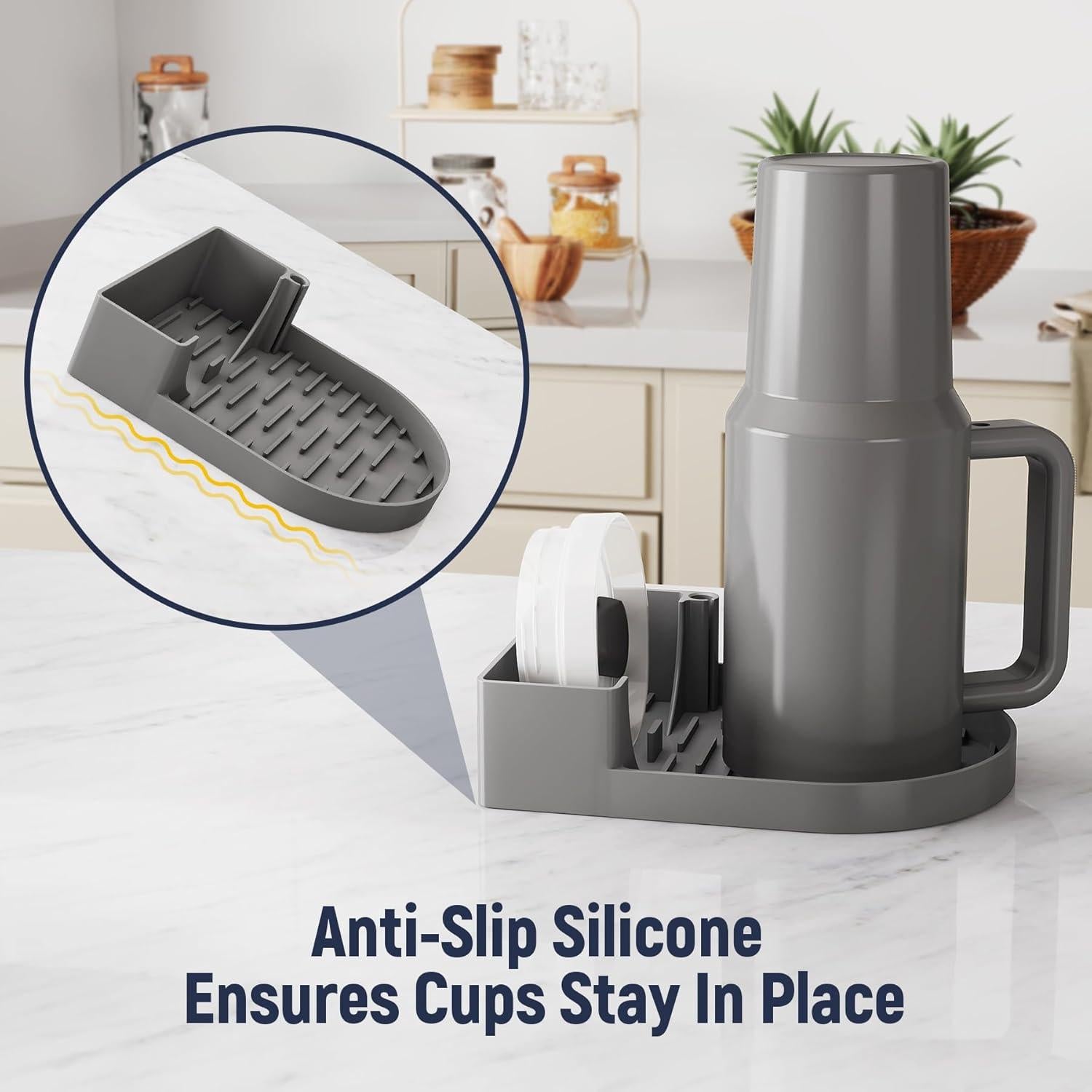 Soporte para Secado de Botellas NiHome Silicona Gris 15.5x11.4cm