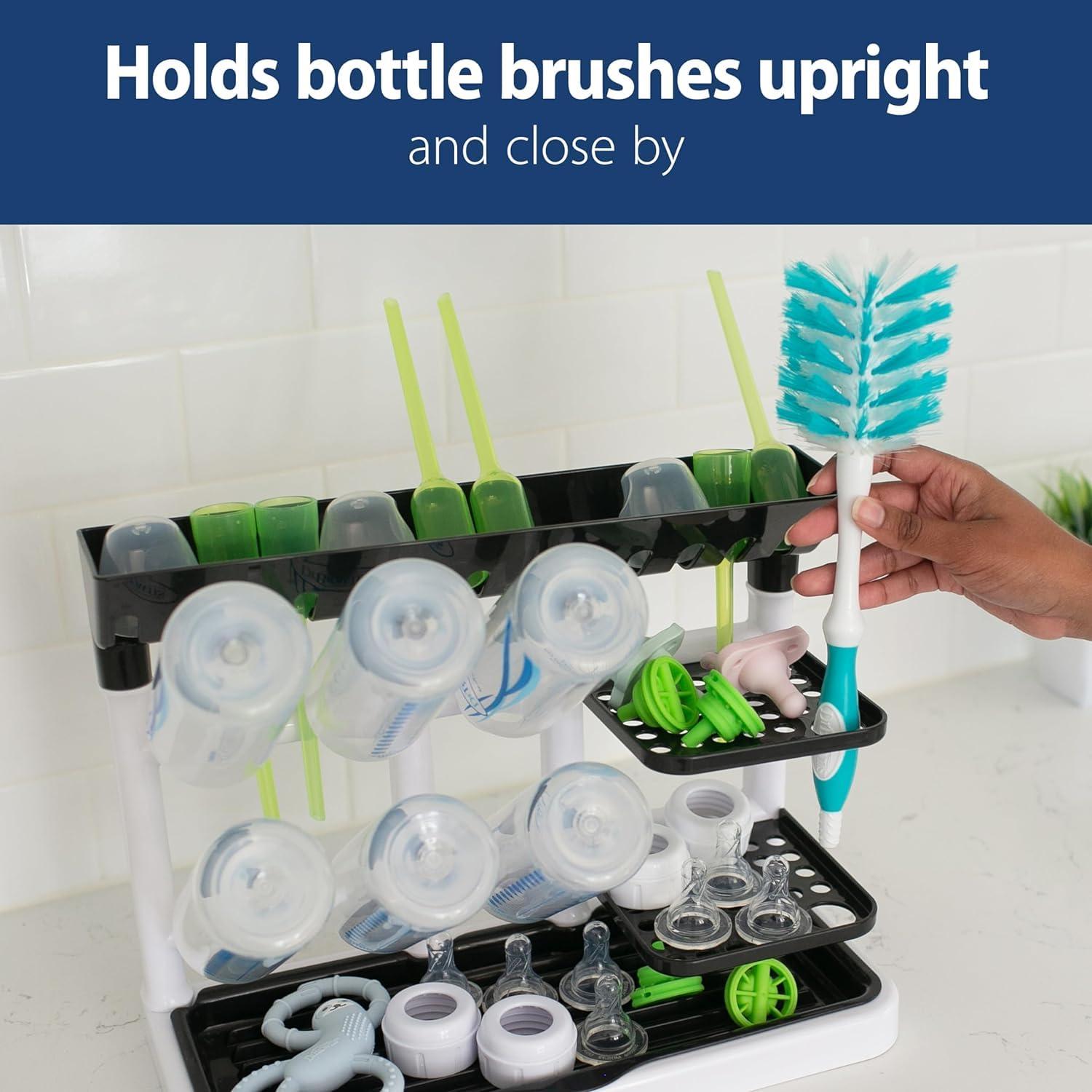 Torre de Secado Dr. Brown's Rosa con Cepillos para Biberones