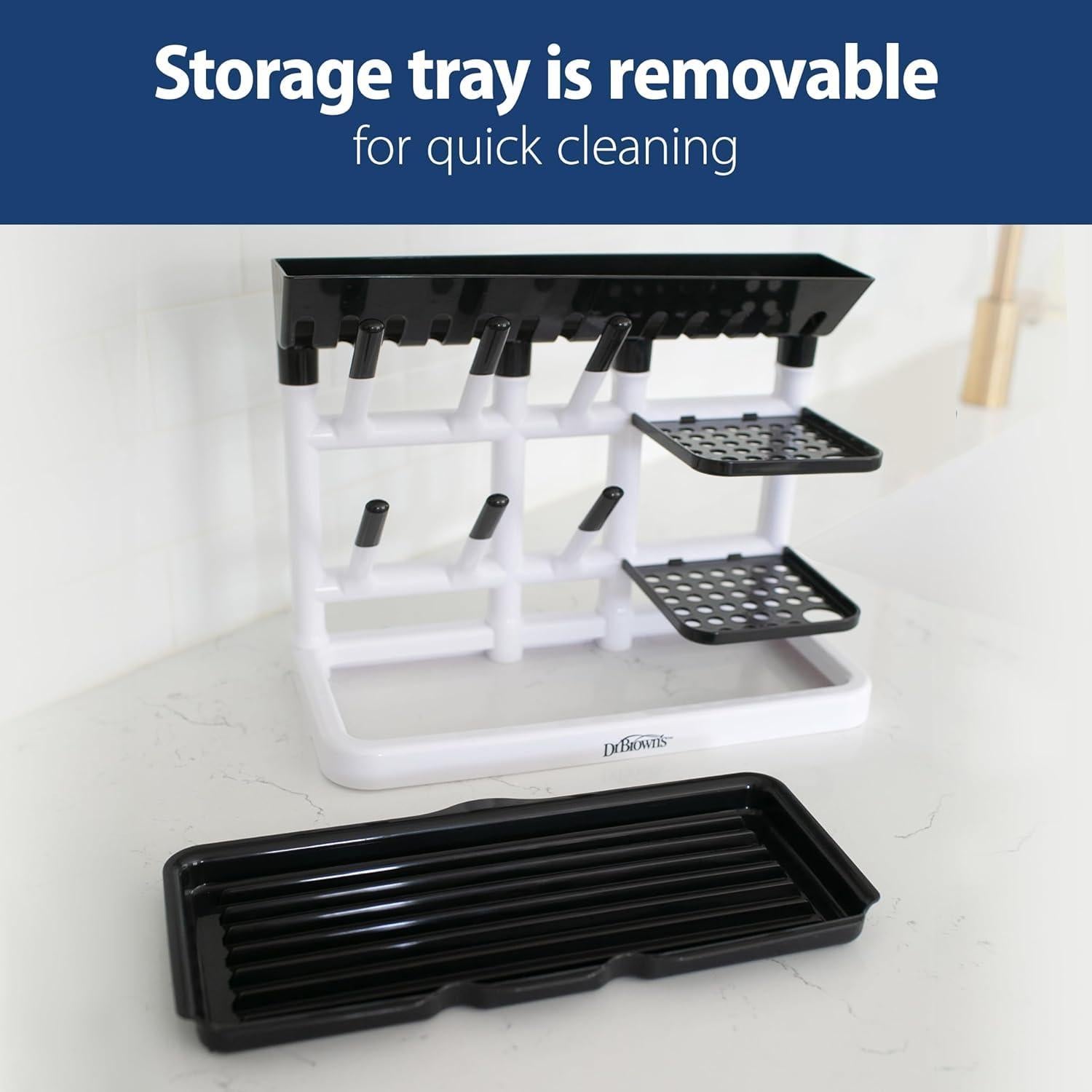 Torre de Secado Dr. Brown's Rosa con Cepillos para Biberones