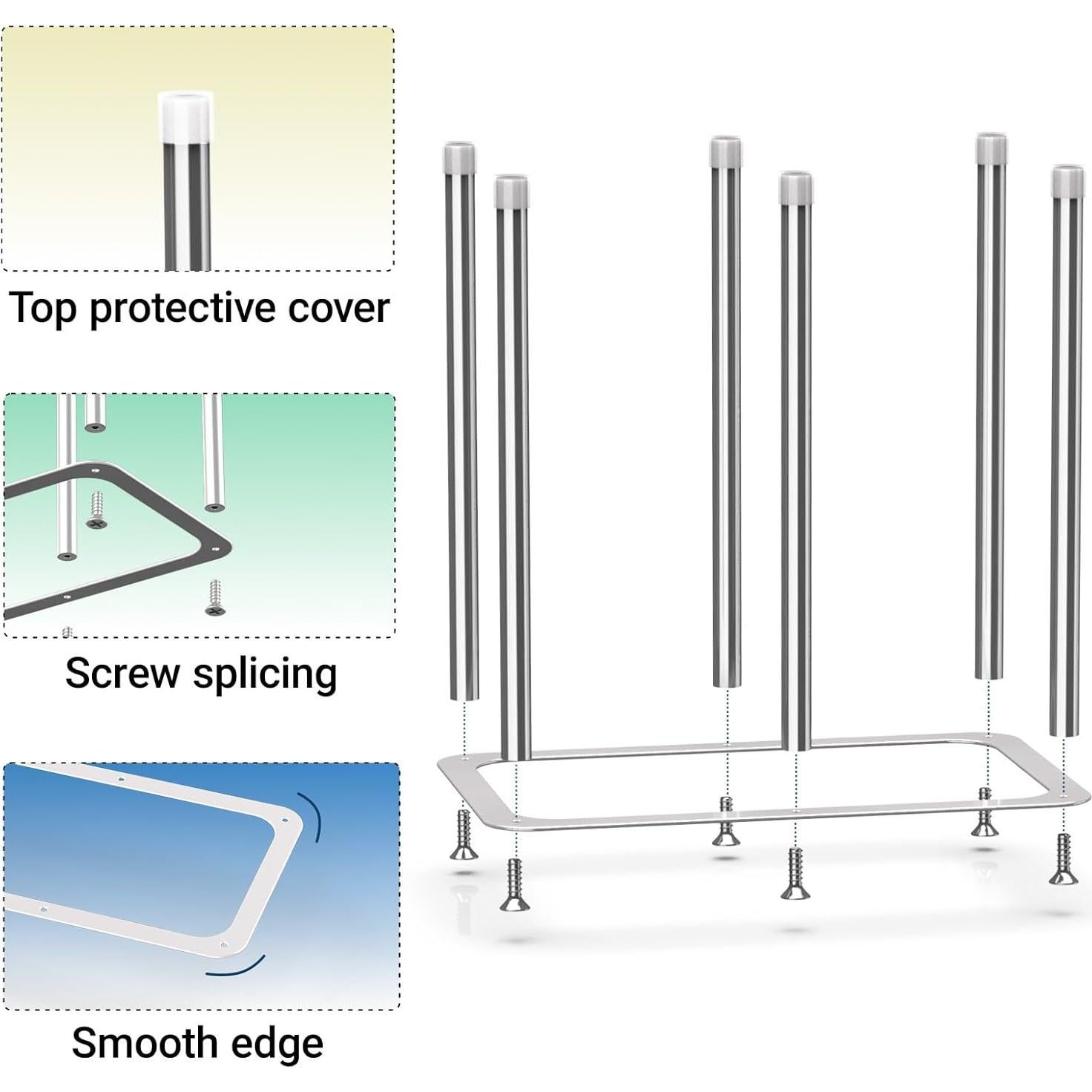 Soporte Secador de Botellas ZHMY Acero Inoxidable 6 Postes