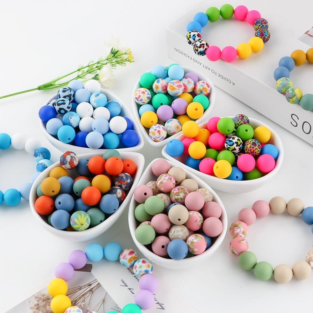 150 Perlas de Silicona 15mm HHCFAST Vaca Negra y Rosa