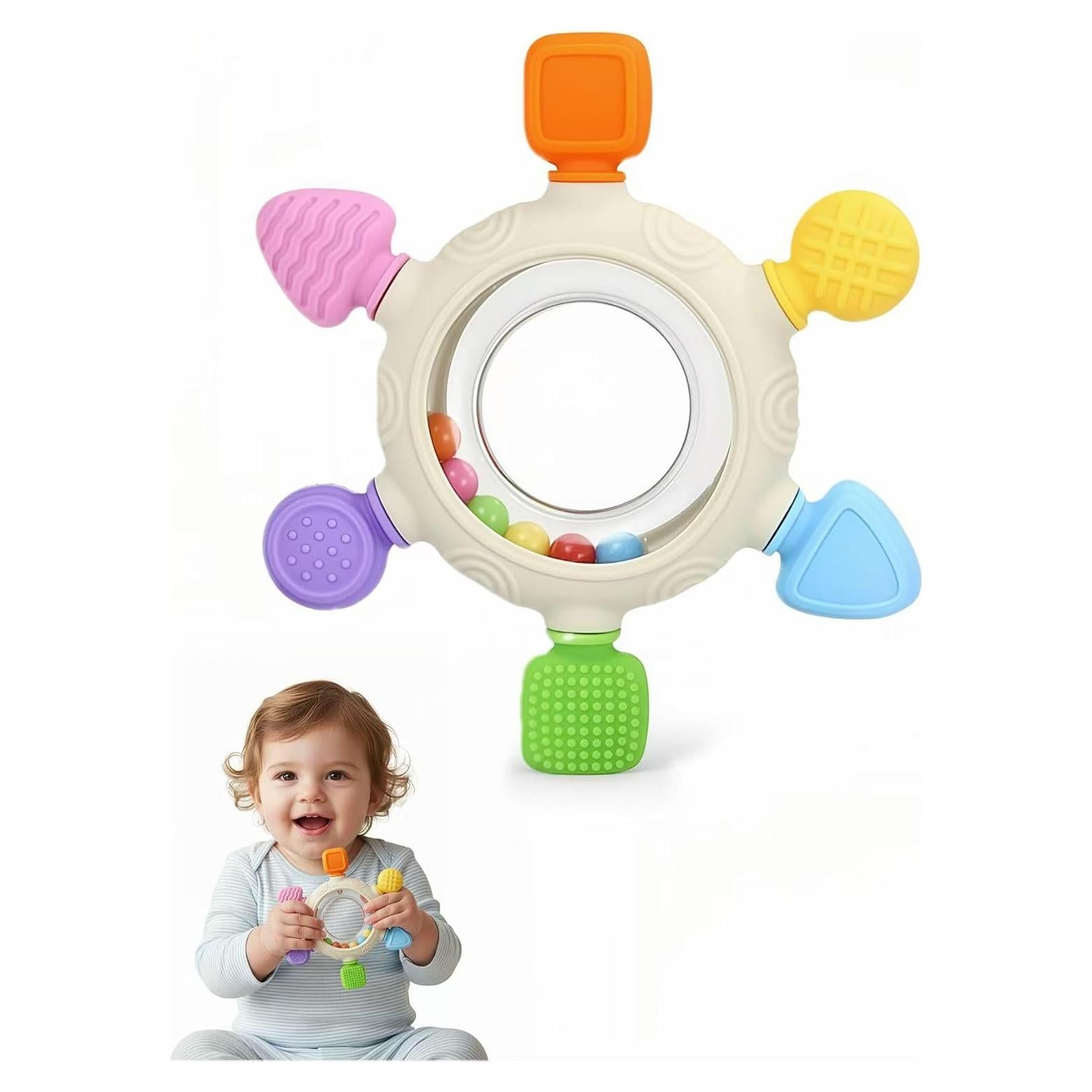 Anillo de Dentición de Silicona Colorido - Mordedor Seguro 10.67 cm