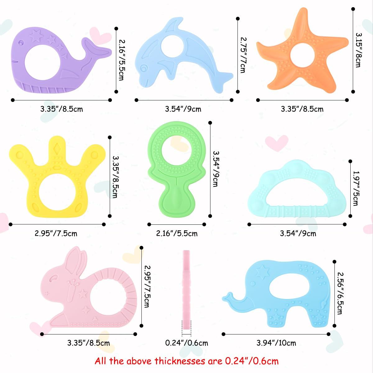 Mordedores de Silicona BEBOAN para Bebés - Paquete de 8 Formas