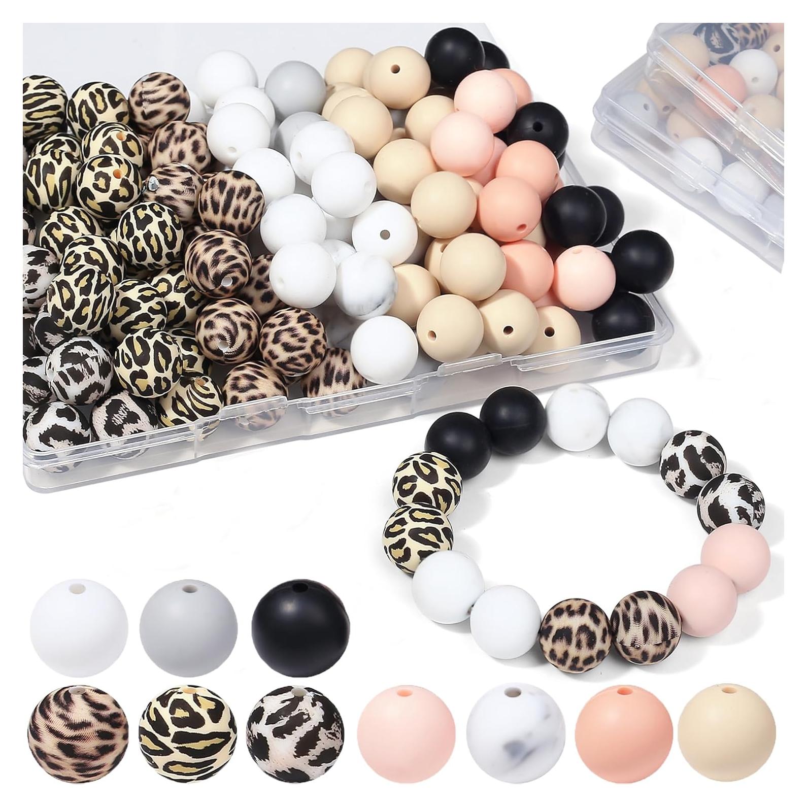 Perlas de Silicona 15mm NUKAYAI 70Pcs Leopardo Clásico