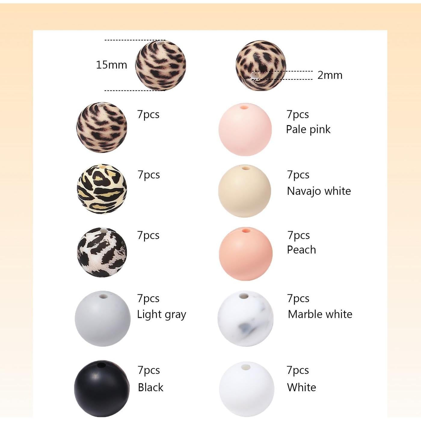 Perlas de Silicona 15mm NUKAYAI 70Pcs Leopardo Clásico