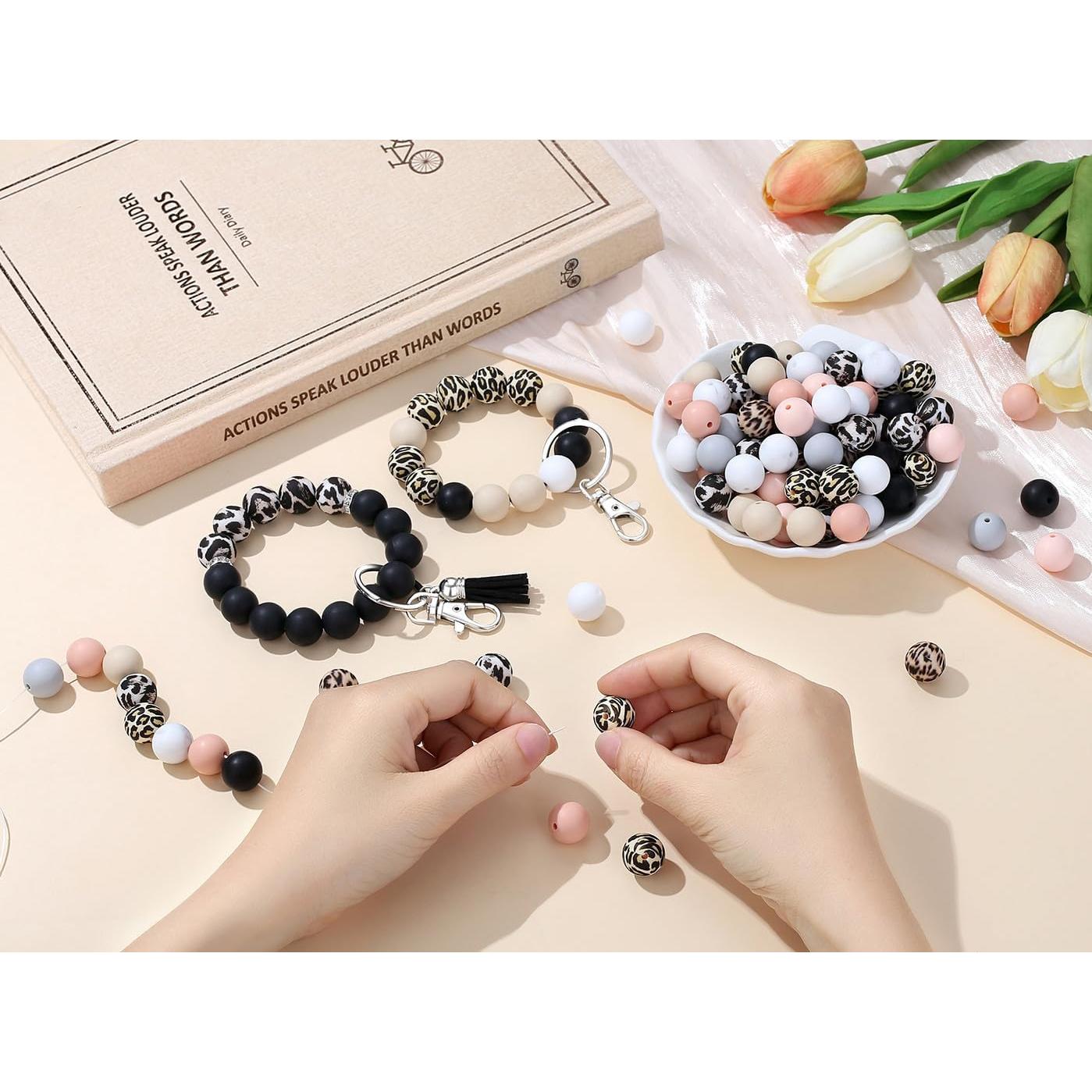 Perlas de Silicona 15mm NUKAYAI 70Pcs Leopardo Clásico