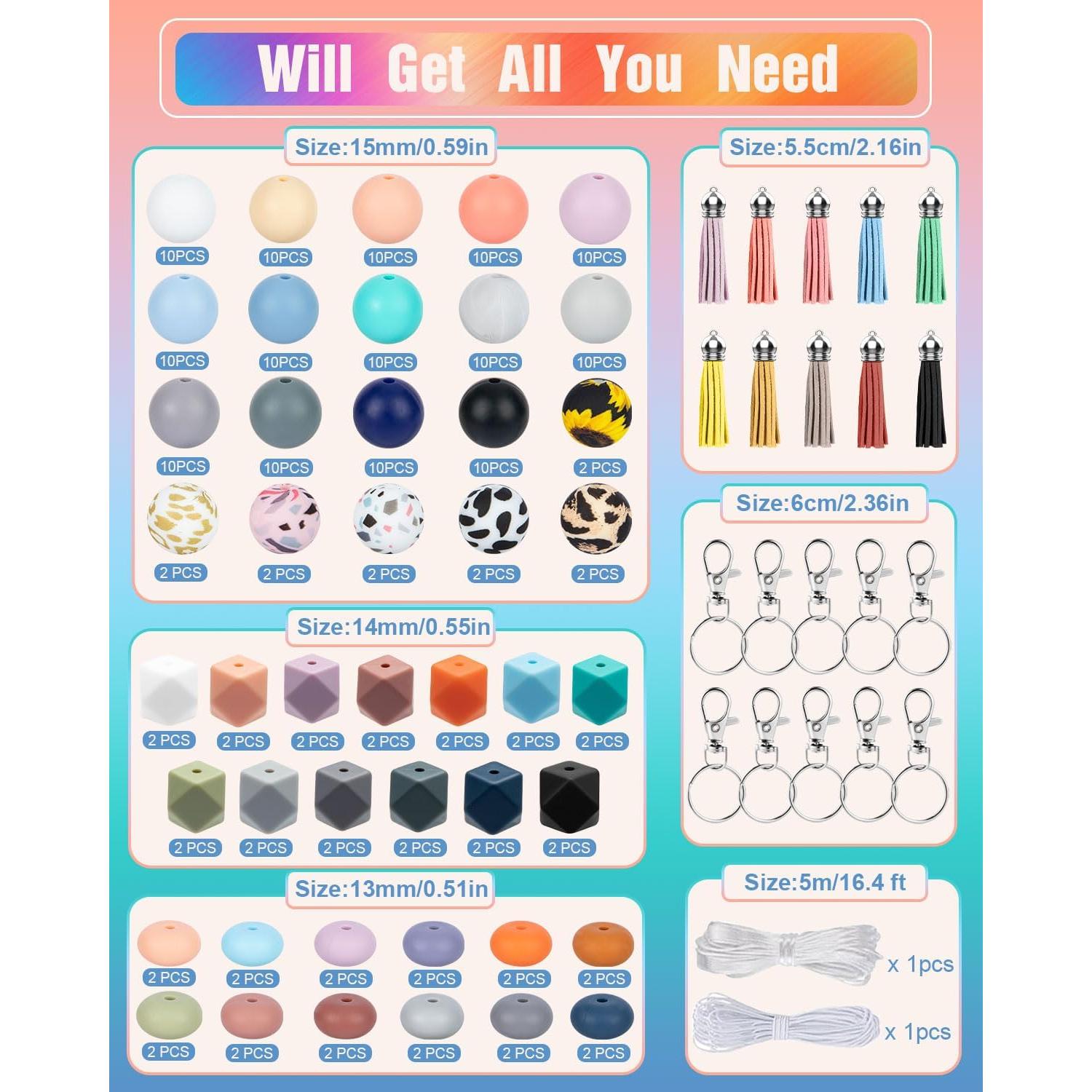 249 Perlas de Silicona MyoePosy 15mm para Manualidades DIY