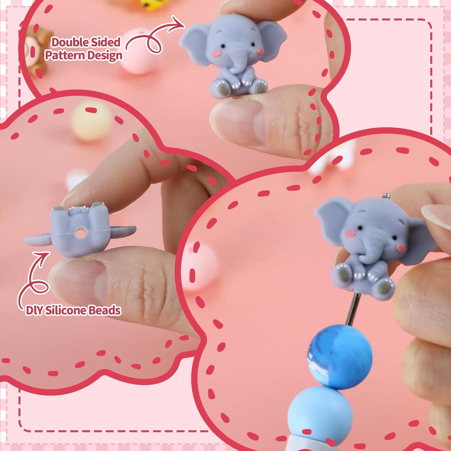 12 Perlas de Silicona 3D Animales SALUOKE para Manualidades