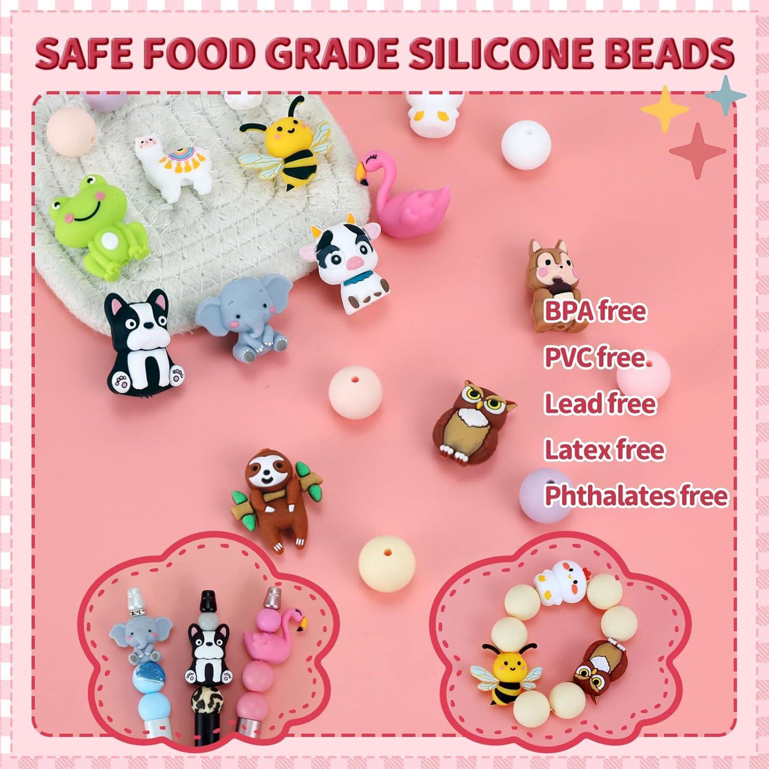 12 Perlas de Silicona 3D Animales SALUOKE para Manualidades