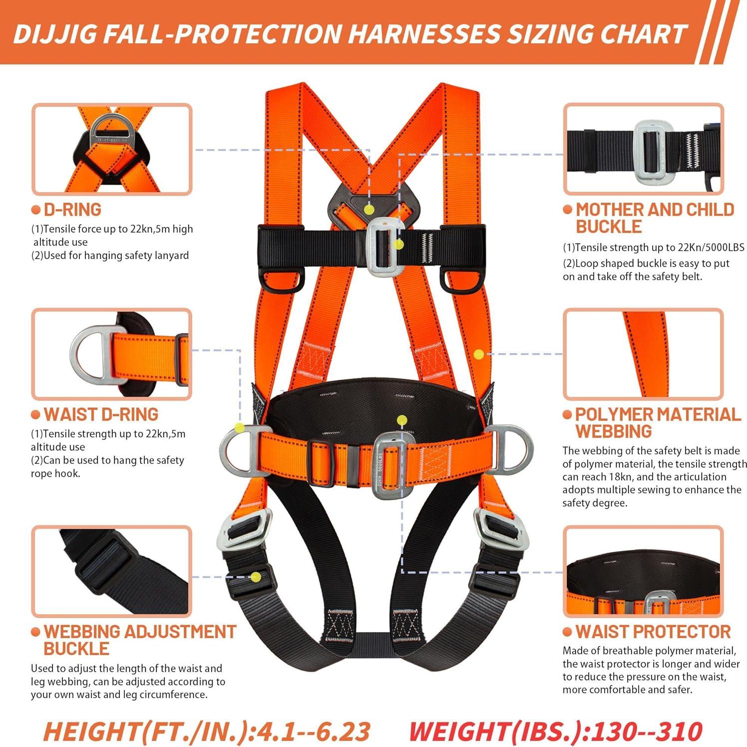 Arnés de Seguridad DIJJIG Naranja Cuerpo Completo 3.12 kg